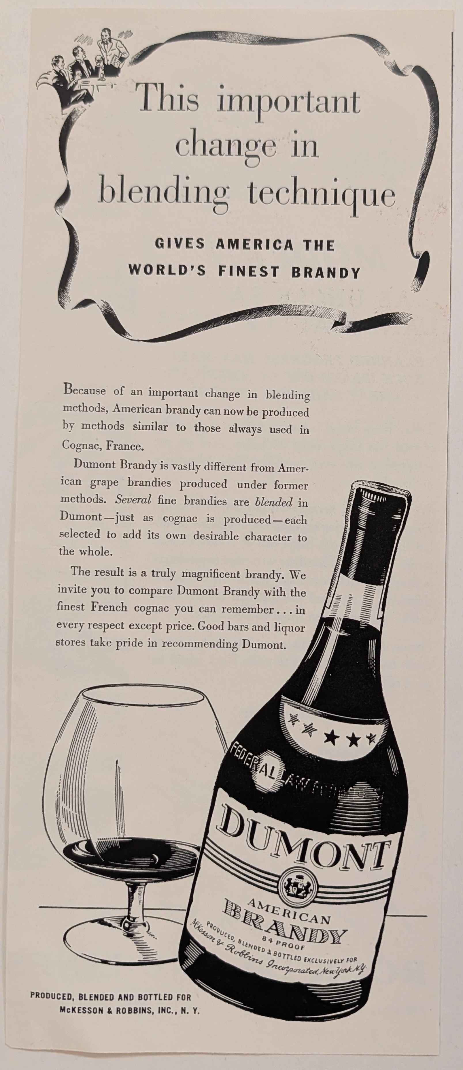 1944 Dumont American Brandy Vintage Advertisement (1944) — Class B vintage Lifestyle & Vice 1944 Dumont American Brandy Vintage Advertisement (1944) — Class B vintage Lifestyle & Vice