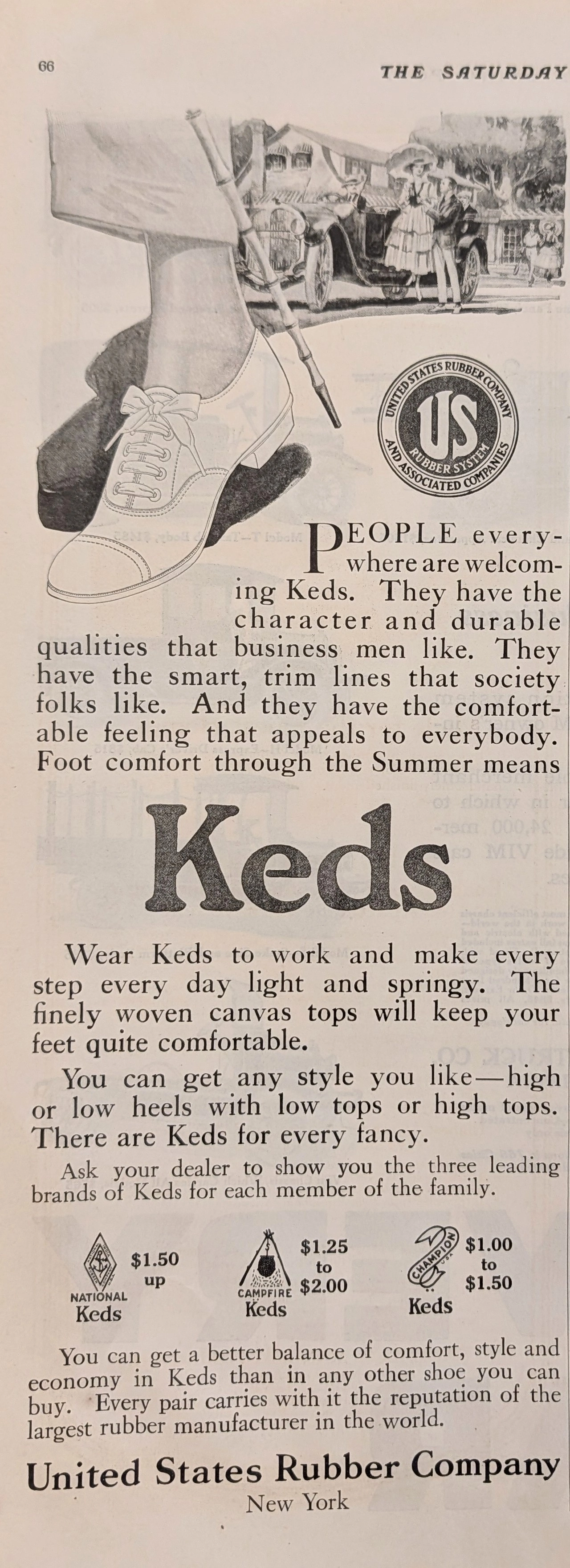 1917 Keds Canvas Footwear Vintage Advertisement (1917) — Class A vintage Luxury Brands