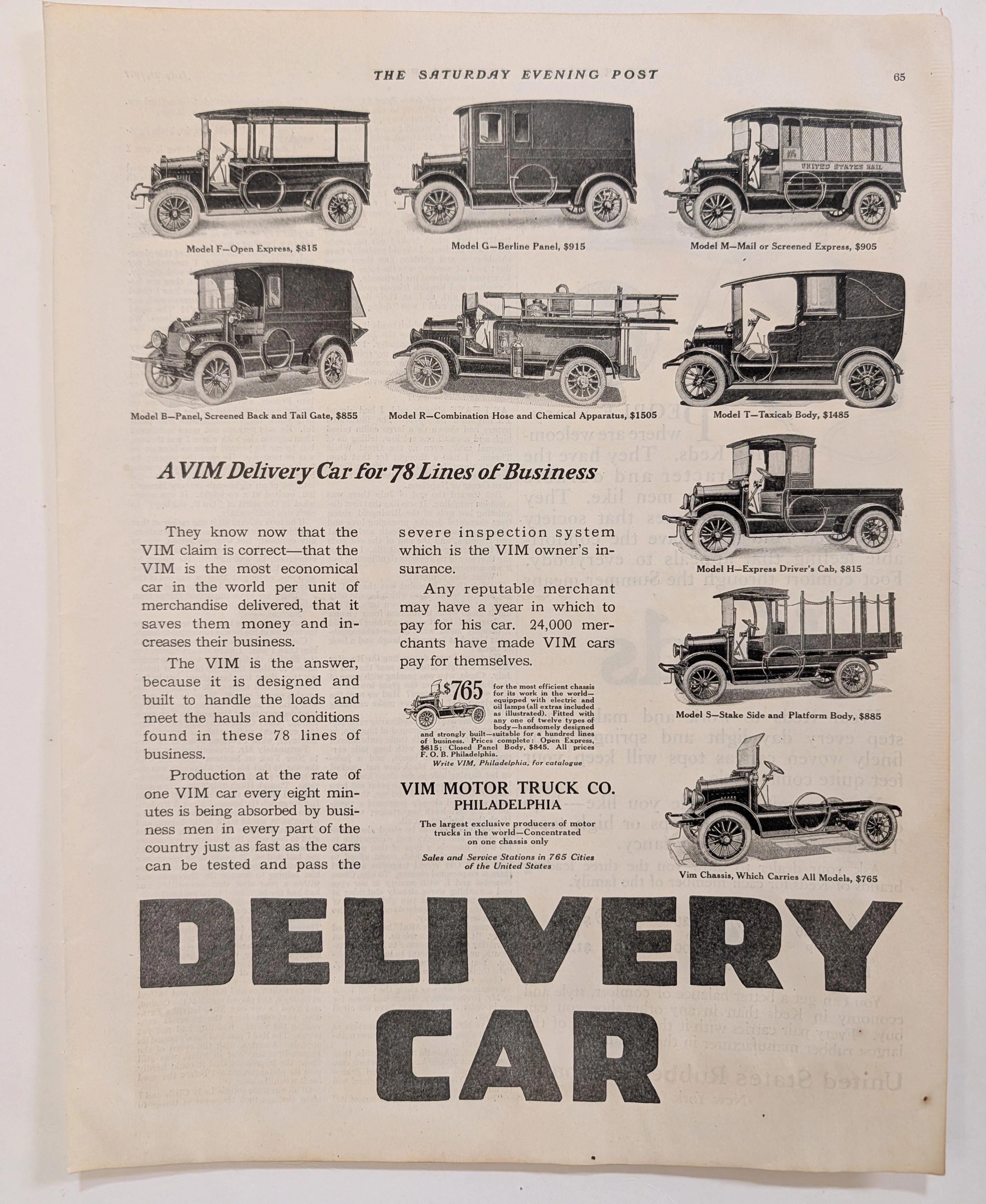 1910s VIM Delivery Car Vintage Advertisement (1910) — Class B vintage Automotive 1910s VIM Delivery Car Vintage Advertisement (1910) — Class B vintage Automotive