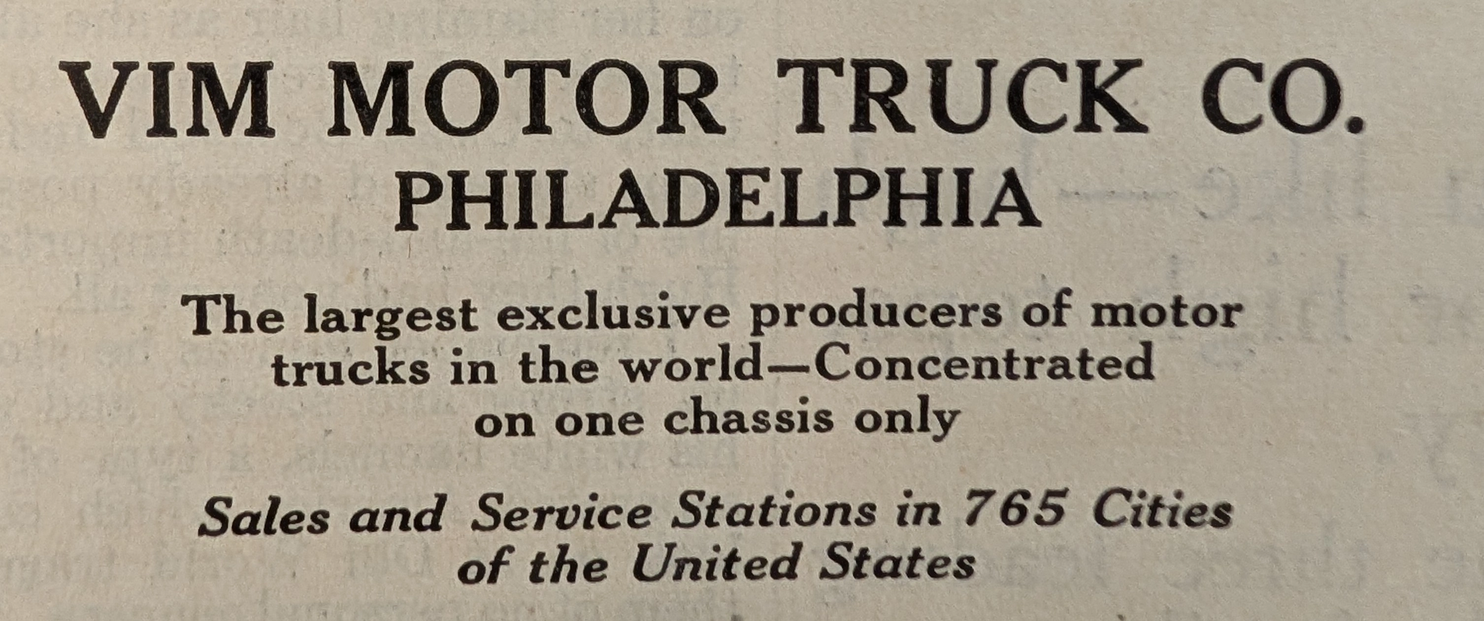 1910s VIM Delivery Car Vintage Advertisement — Thumbnail 2