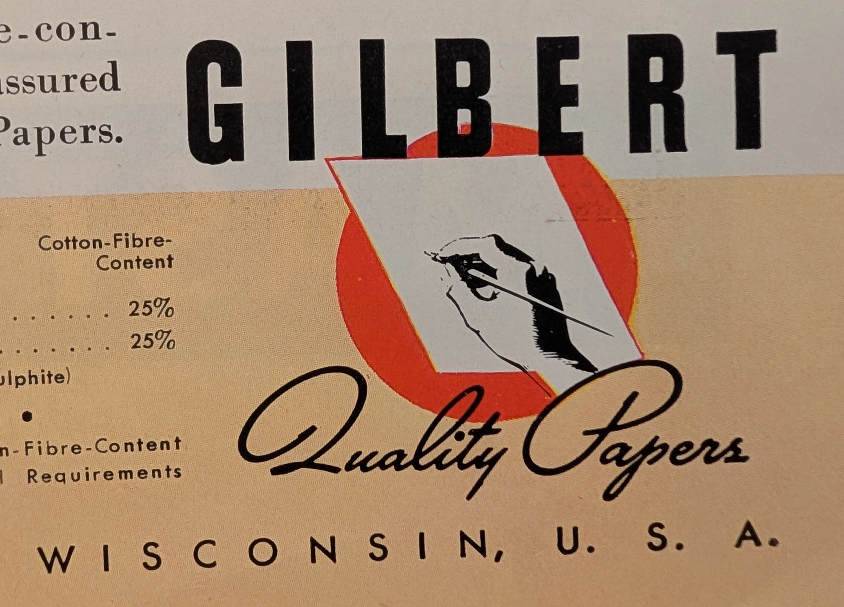 แฟ้มข้อมูลนักเดินทางข้ามเวลา : กระดาษ Gilbert - แนวหน้าแห่งเส้นใยฝ้าย — The Record Institute Journal