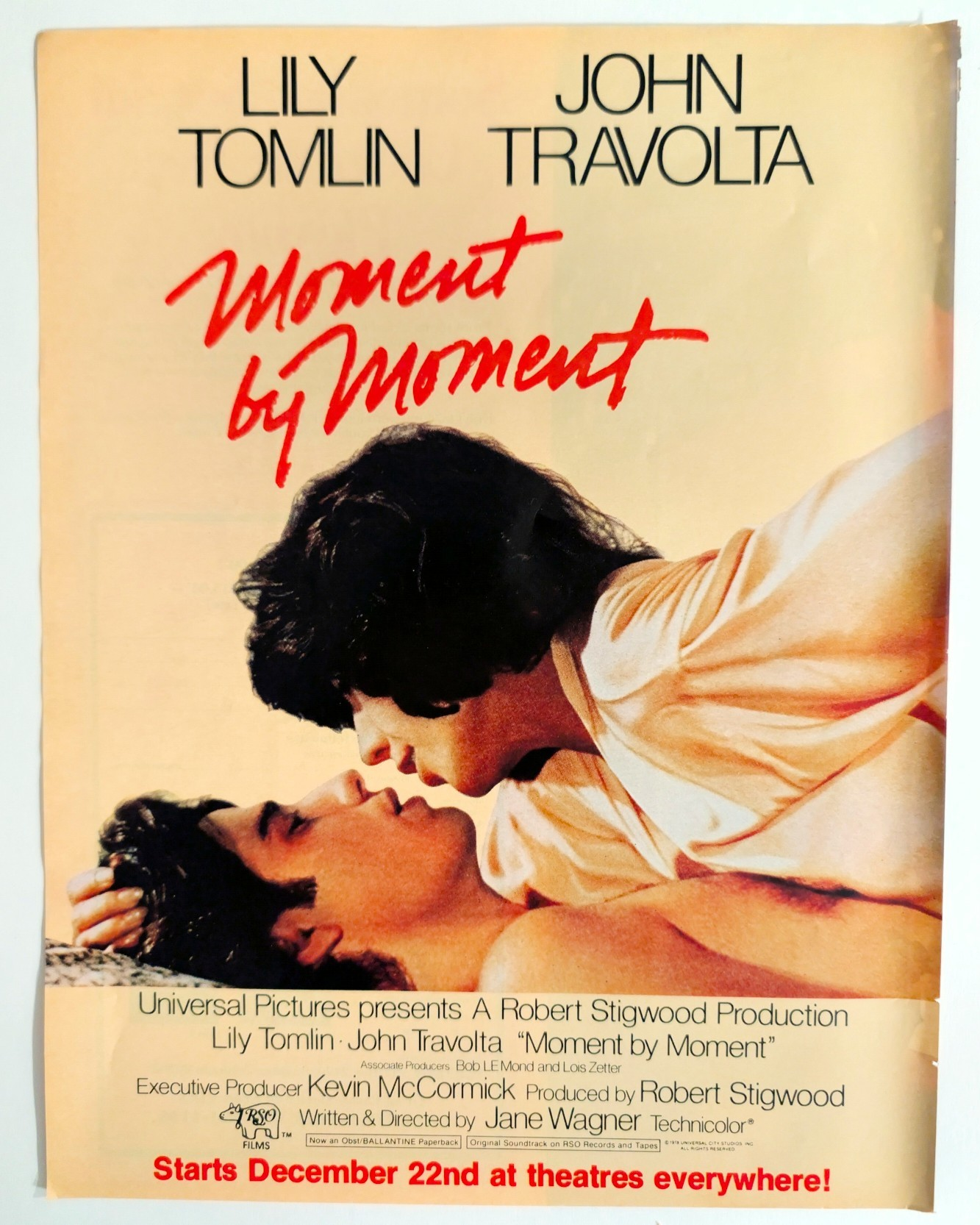 "Moment by Moment" Movie Advertisement (1978) — Class A vintage Art & Tech
