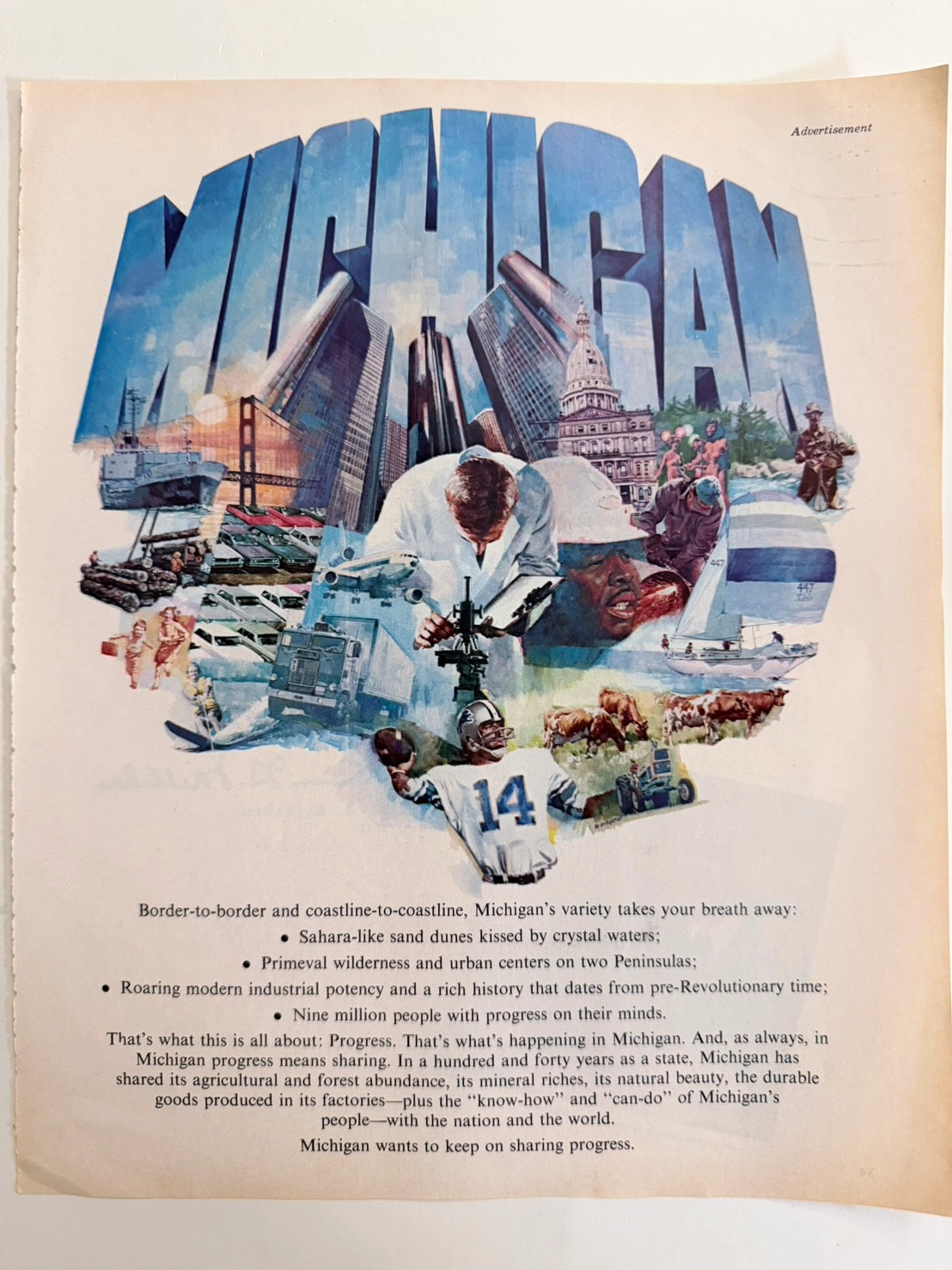 Michigan 140th Anniversary State Advertisement