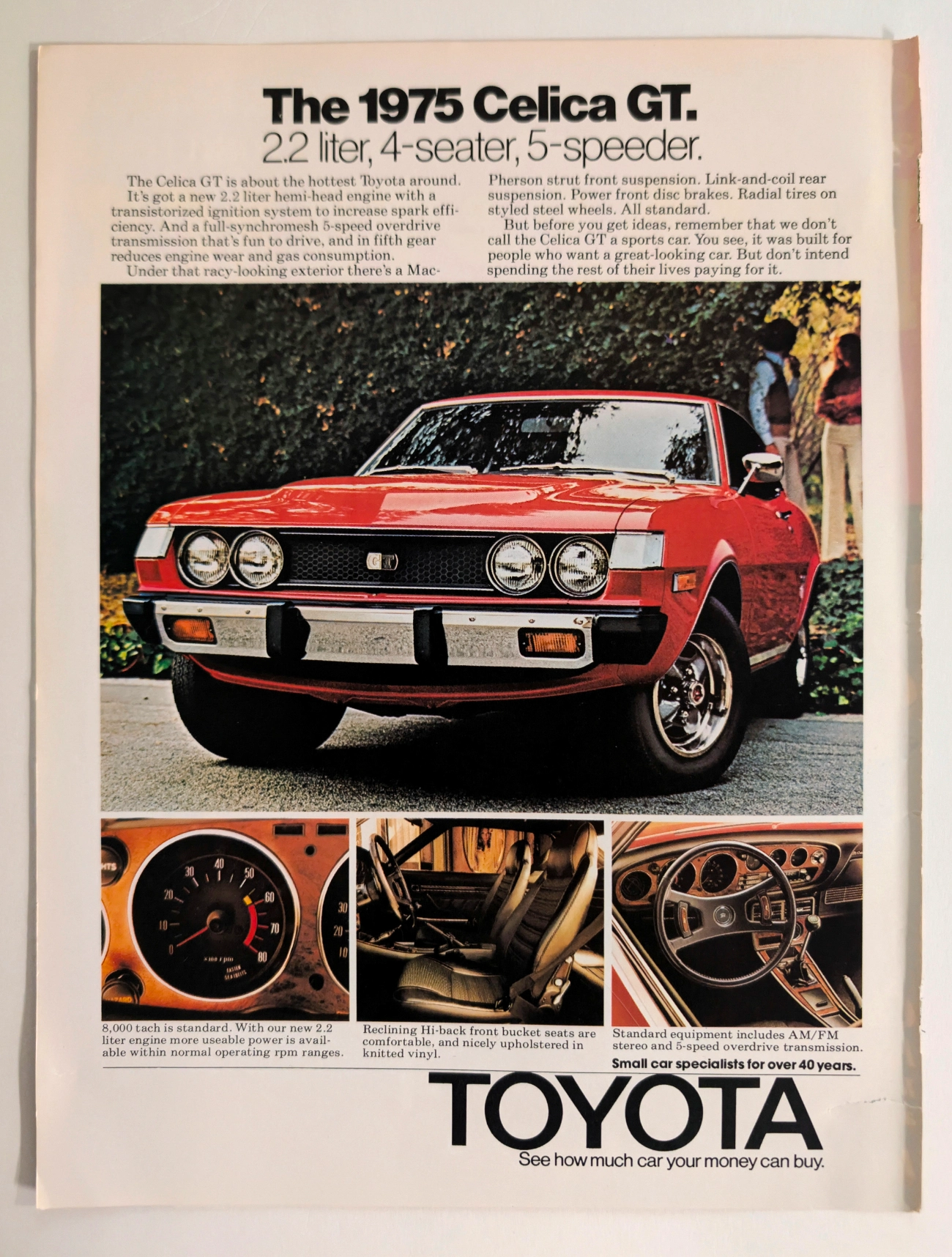 Vintage 1975 Toyota Celica GT Ad: JDM跑车传奇 | The Record (1975) vintage advertisement — Class A