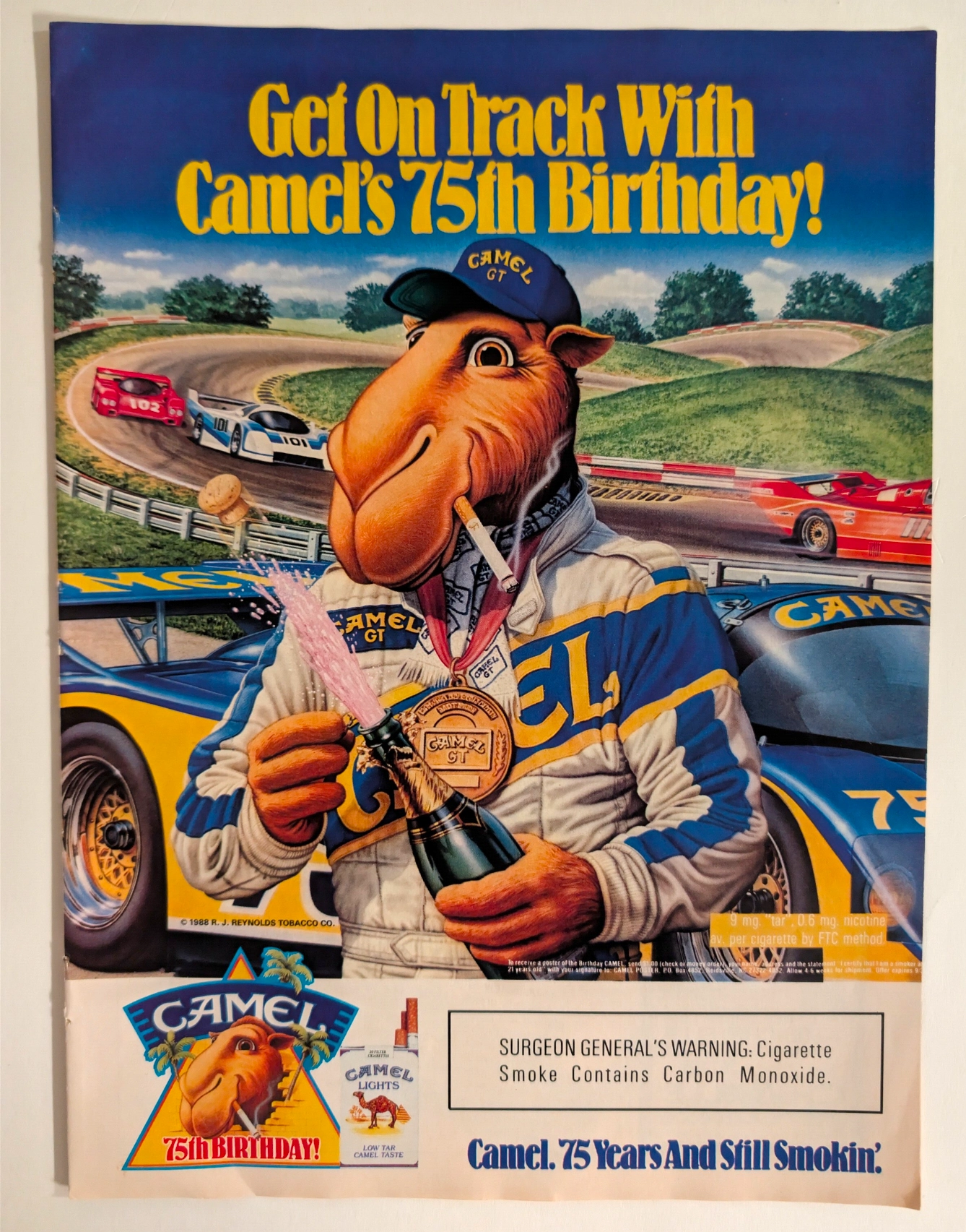 Vintage 1988 Camel Ad: Joe Camel Art & Motorsports | The Record 典藏广告海报 (1988) vintage advertisement — Class S