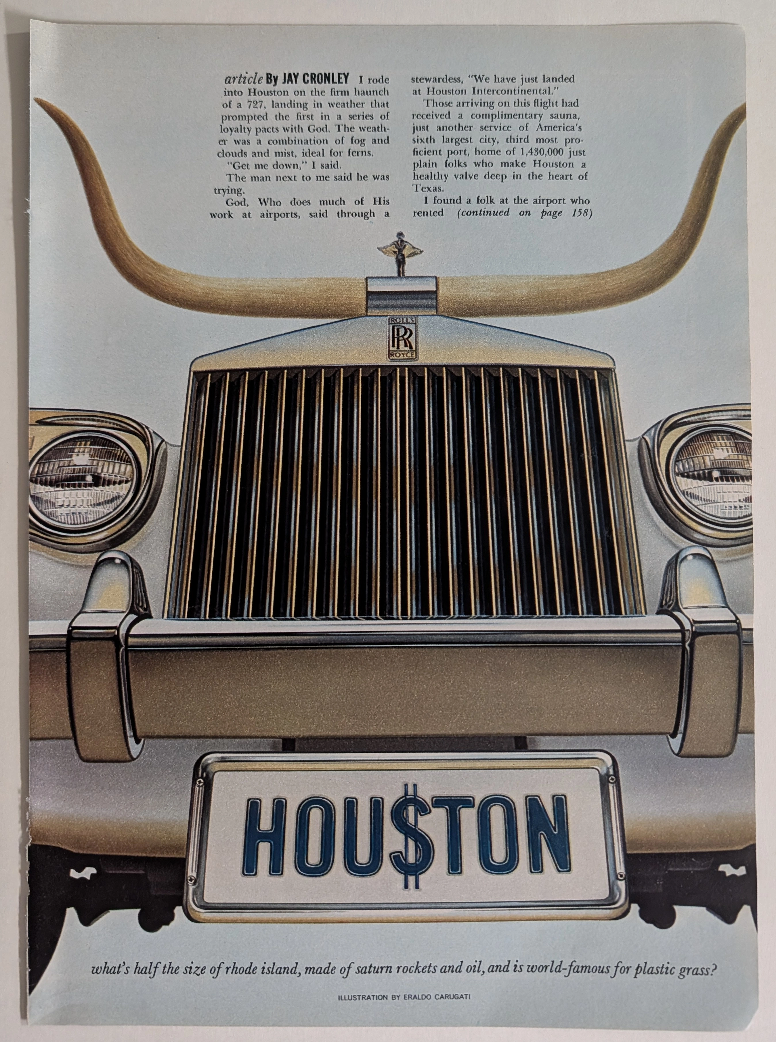 The Time Traveller's Dossier: 석유 왕(Oil Baron)의 마차 – 1970년대 "HOU$TON" 매거진 에디토리얼 일러스트레이션 아카이브 — detail 2