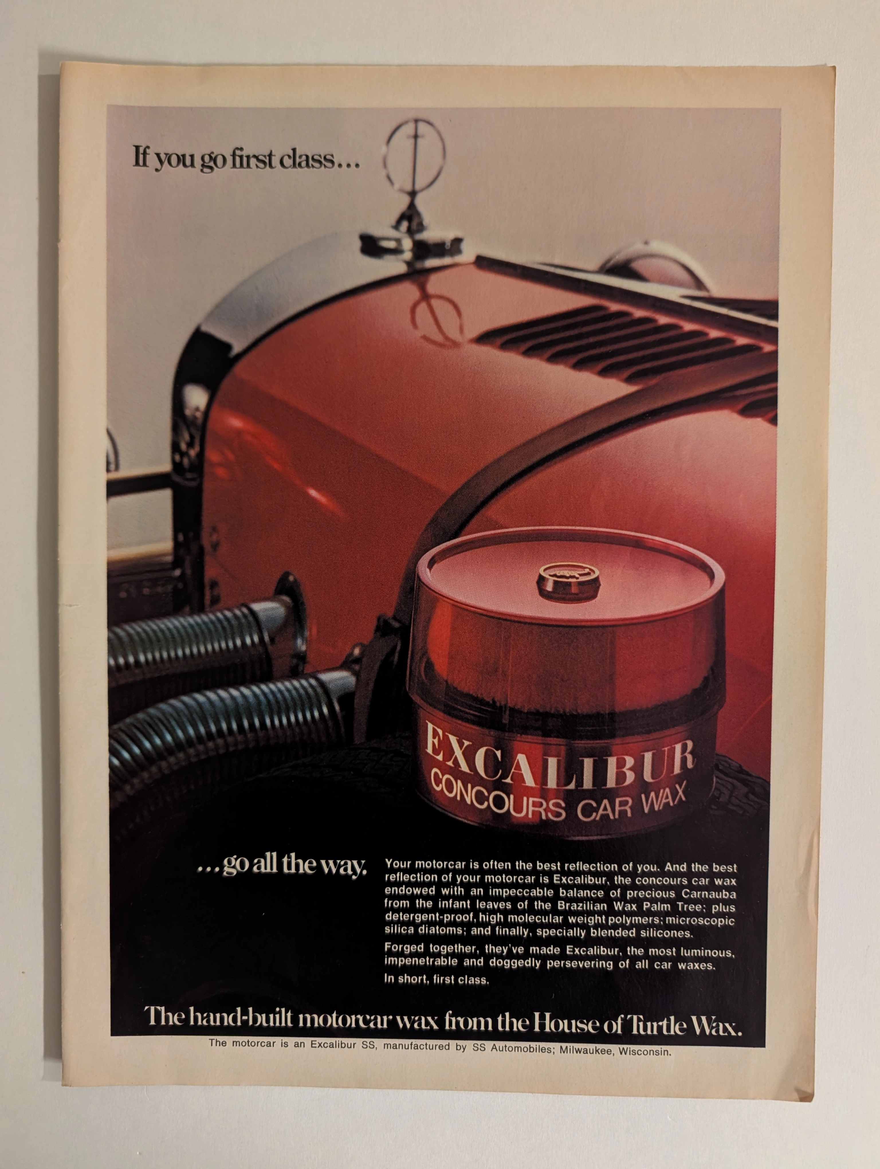 Vintage Excalibur Ad: 经典汽车蜡艺术 | The Record (1970) vintage advertisement — Class B