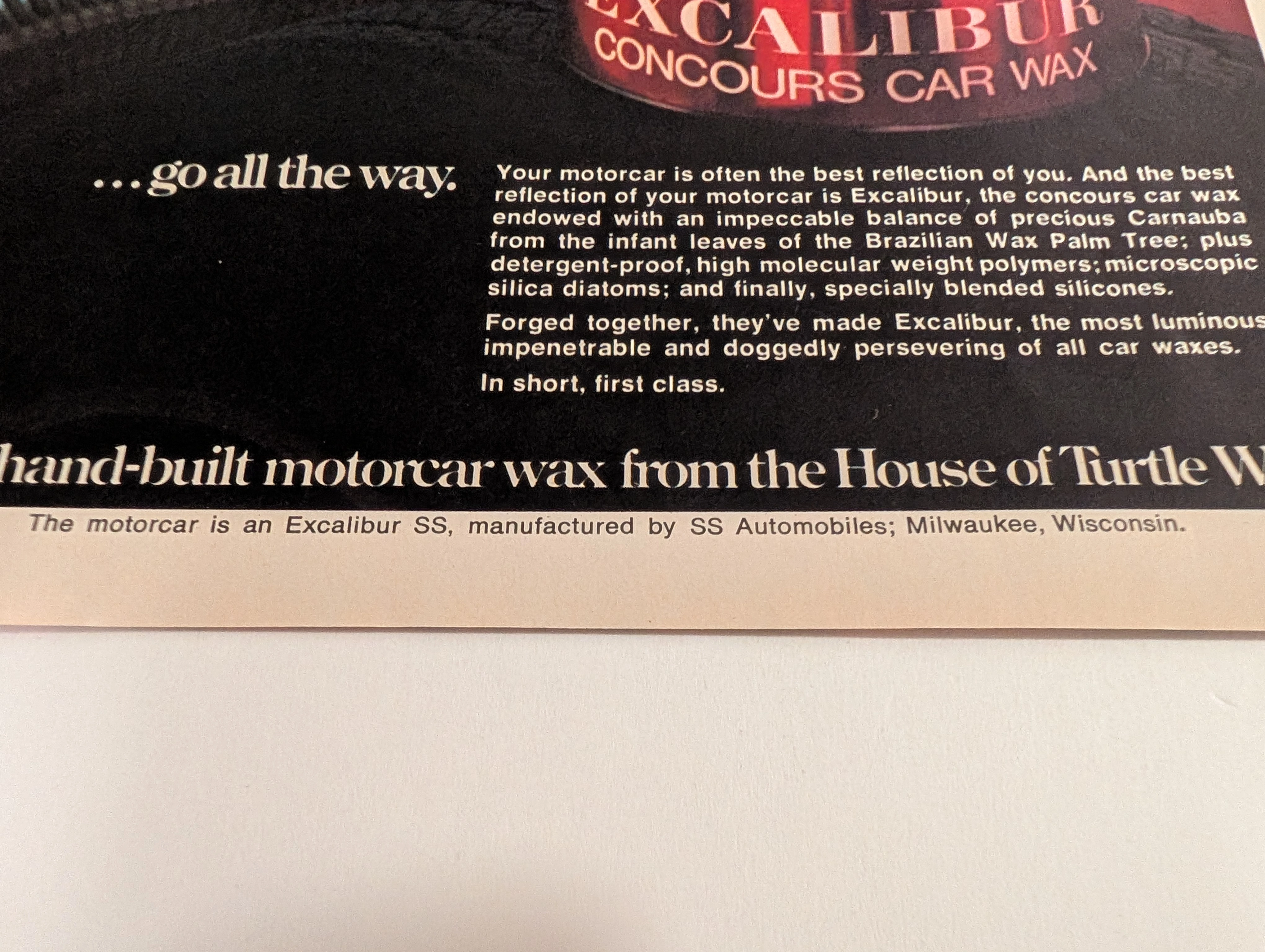 Vintage Excalibur Ad: Classic Car Wax Art | The Record — Thumbnail 2