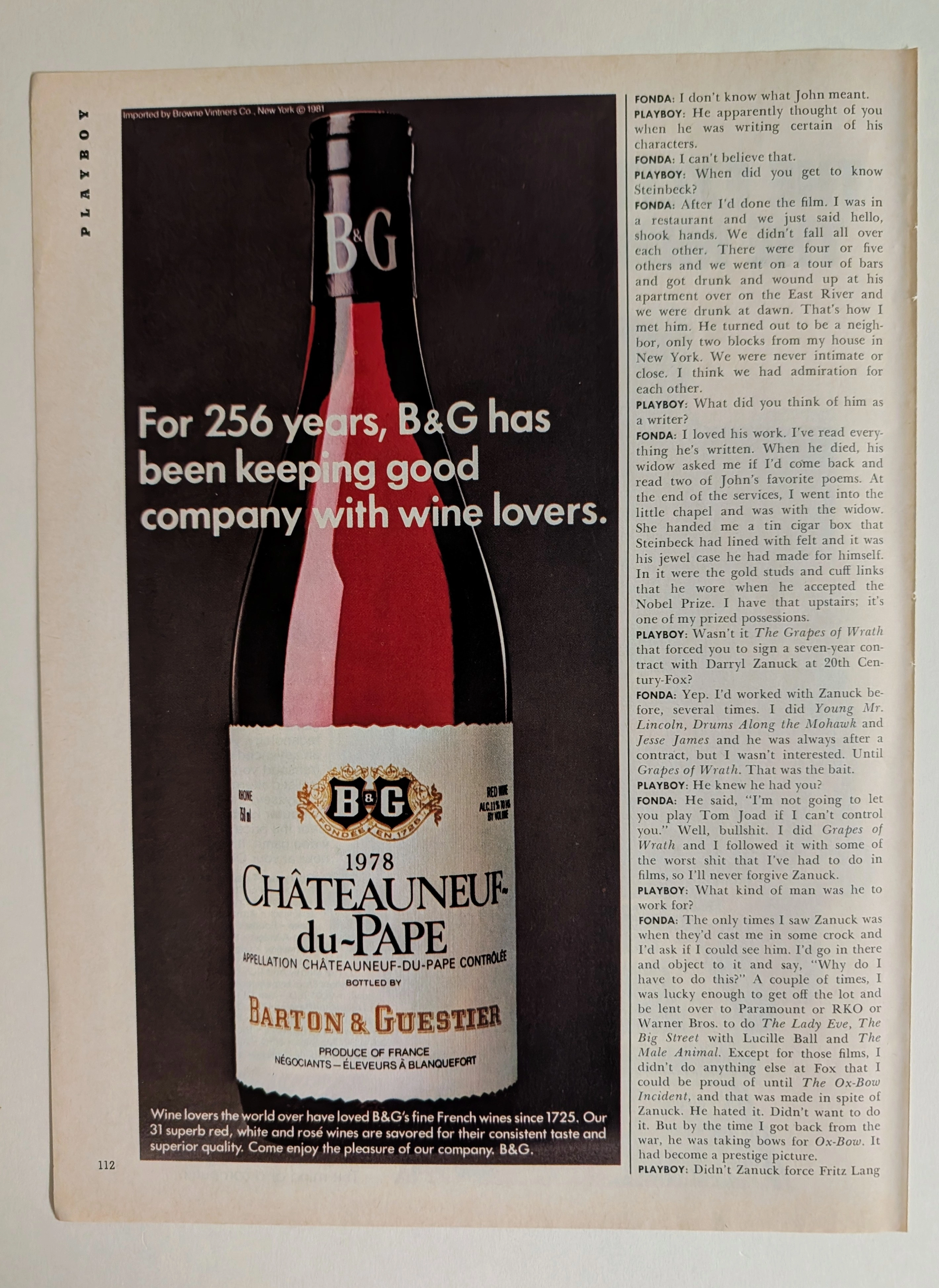 Vintage 1981 B&G Wine Ad: Playboy Magazine Archive Art | The Record
1981年B&G葡萄酒广告：花花公子杂志典藏艺术 | The Record (1981) vintage advertisement — Class A