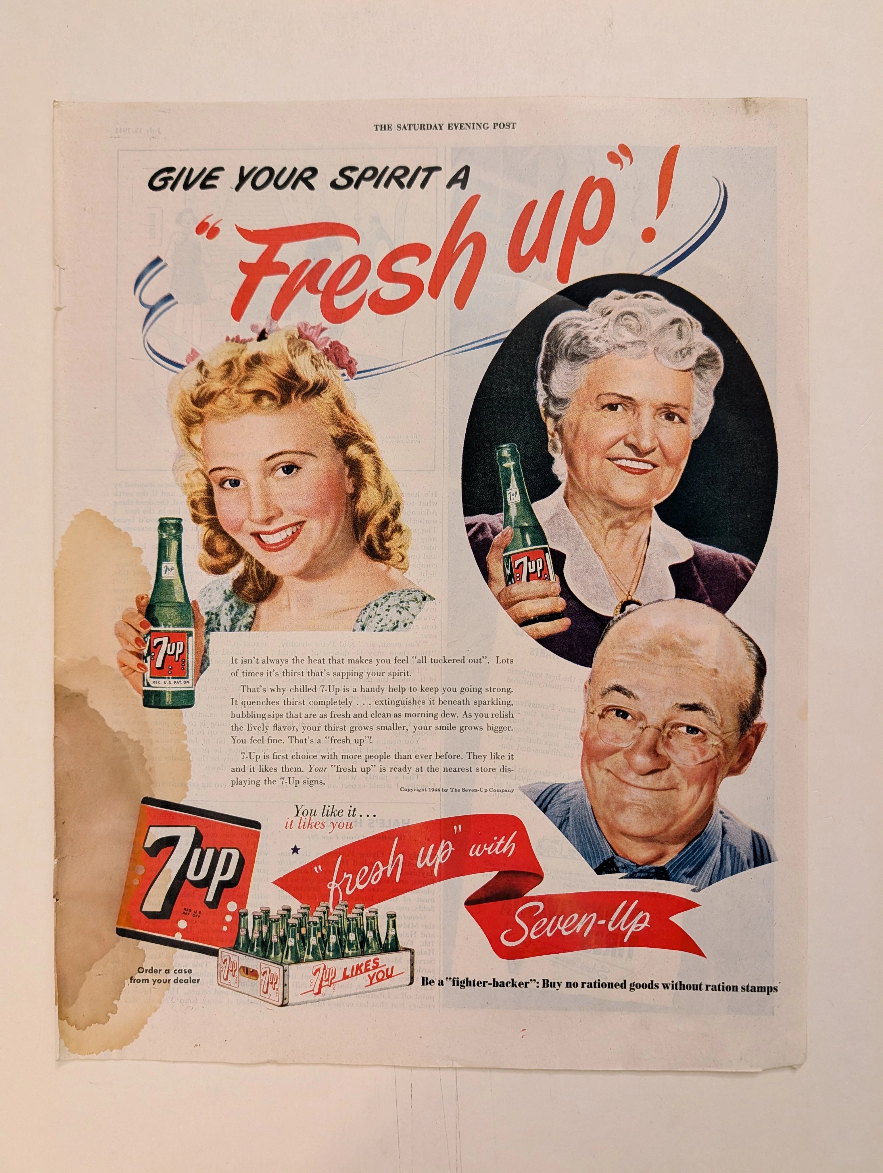 ヴィンテージ 1944 7-Up 広告 | 第二次世界大戦 メモラビリア | レアリティA — detail 2