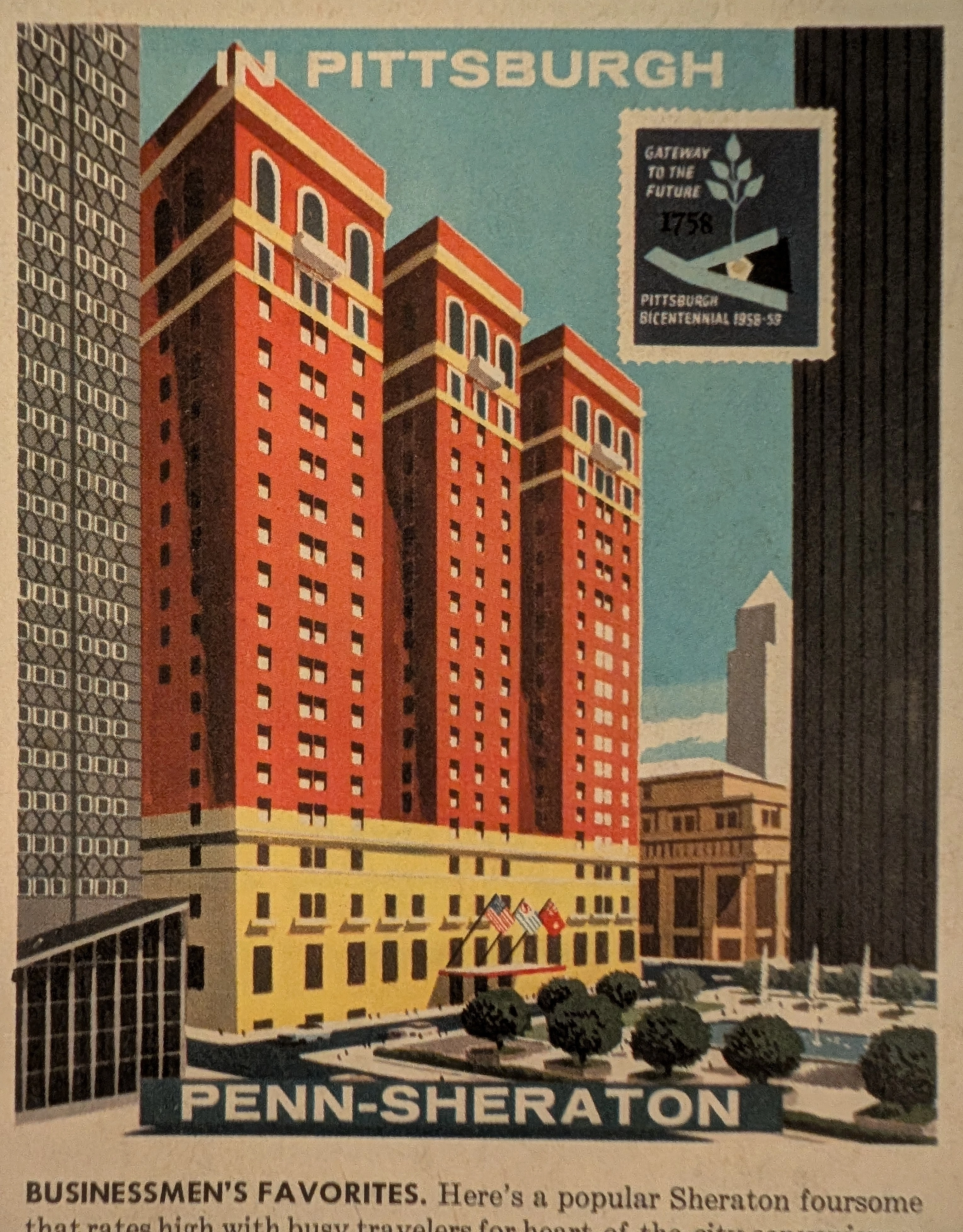 1959 Sheraton Hotels "Businessmen's Favorites" Vintage Advertisement — Thumbnail 3