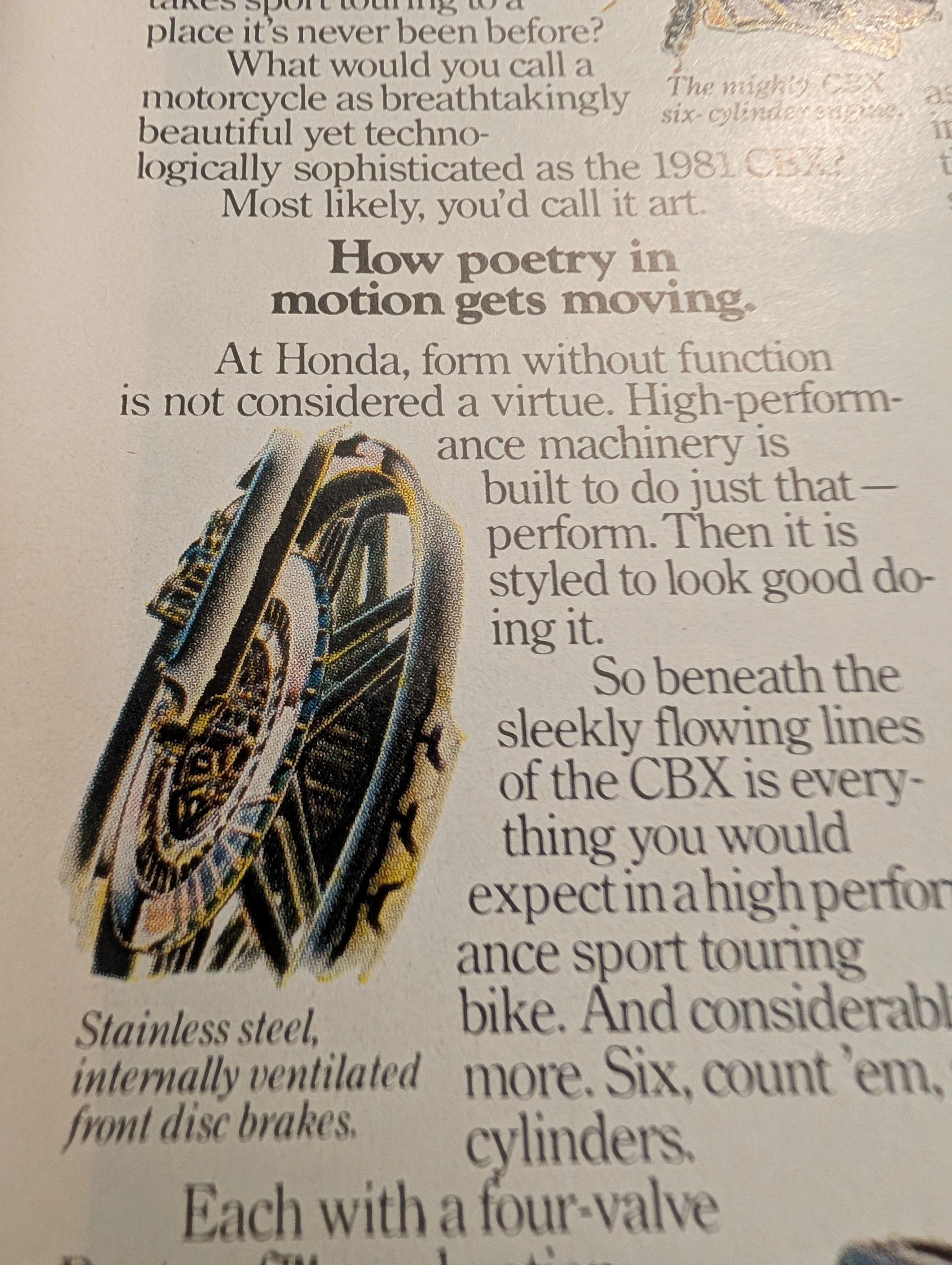 The Time Traveller's Dossier : L'Ingénierie en tant que Beaux-Arts – Publicité Honda CBX de 1981 — detail 4