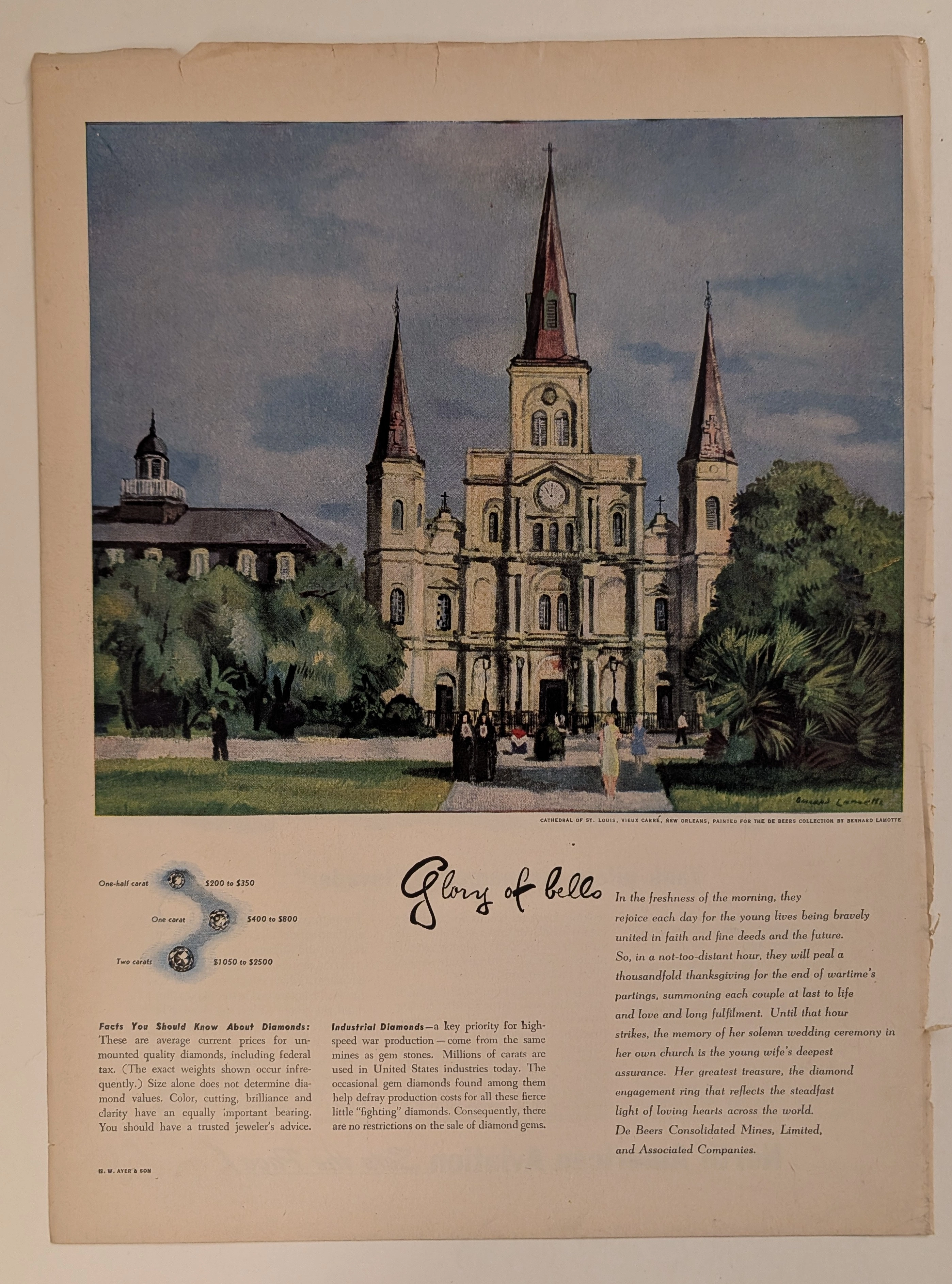 The Time Traveller's Dossier: The Architecture of Eternity – De Beers "Glory of Bells" Advertisement (Circa early 1940s) — The Record Institute Journal The Time Traveller's Dossier: The Architecture of Eternity – De Beers "Glory of Bells" Advertisement (Circa early 1940s) — The Record Institute Journal