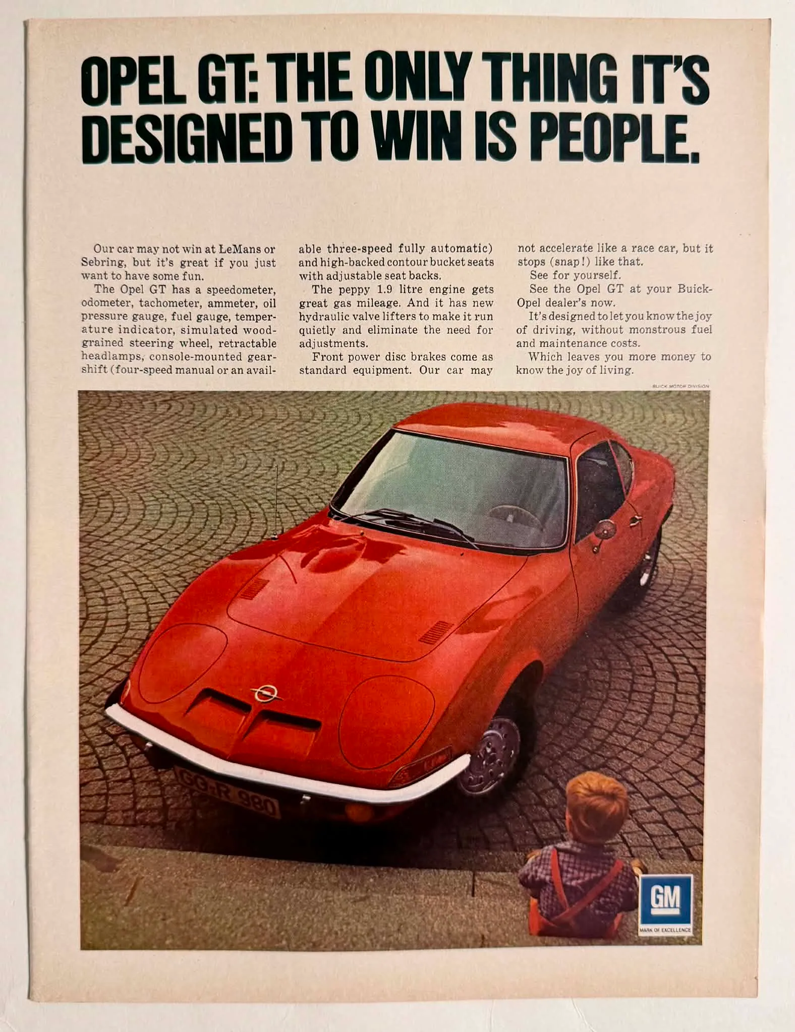 1970 Opel GT vintage advertisement