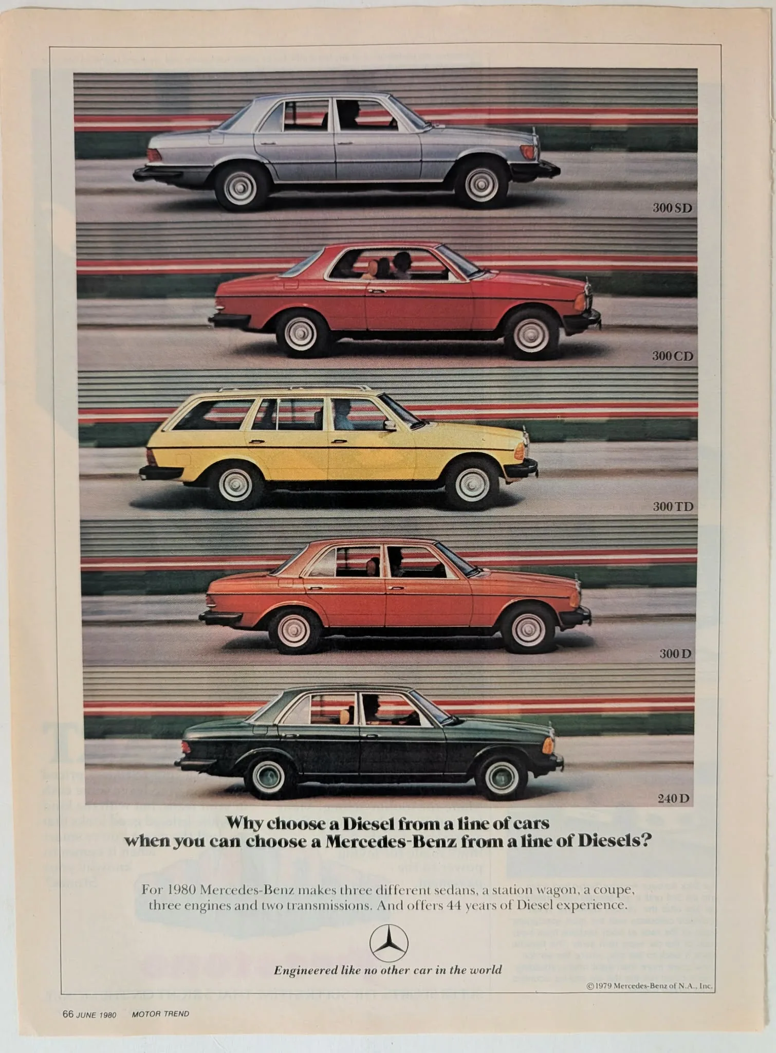 1980 Mercedes-Benz Diesel Lineup vintage advertisement.