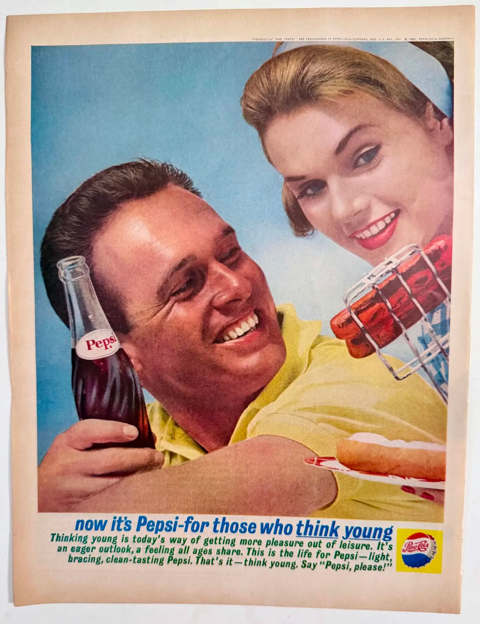 1962 Pepsi-Cola Think Young vintage advertisement