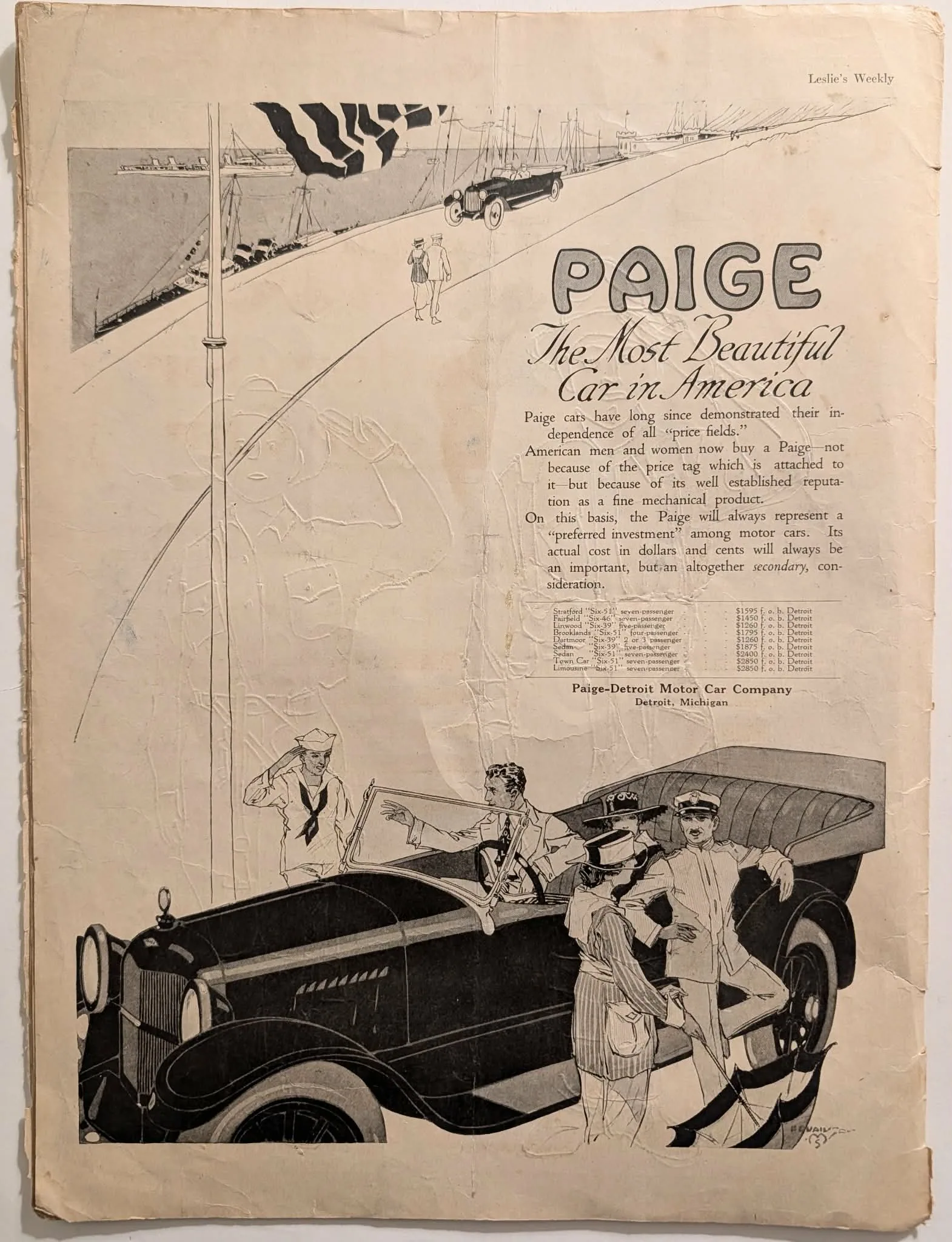 1917 Paige Six-51 vintage advertisement