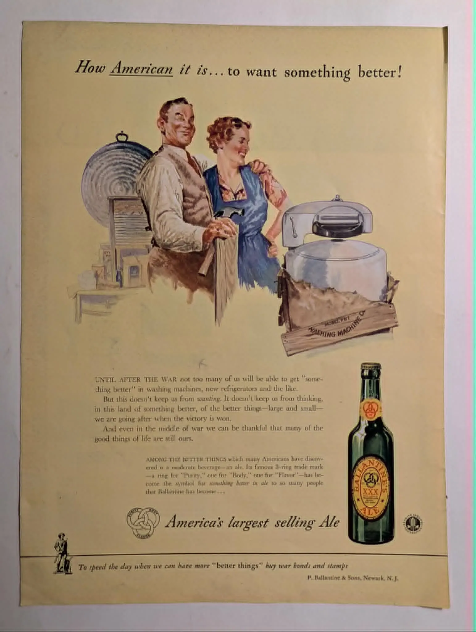 1944 P. Ballantine & Sons Ballantine XXX Ale vintage advertisement.