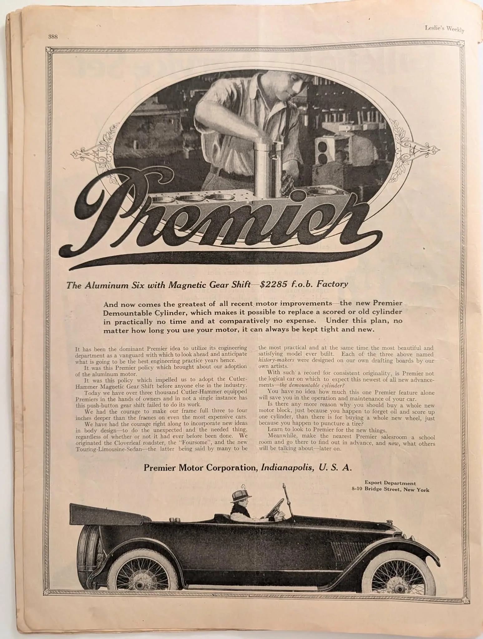1917 Premier Aluminum Six vintage advertisement