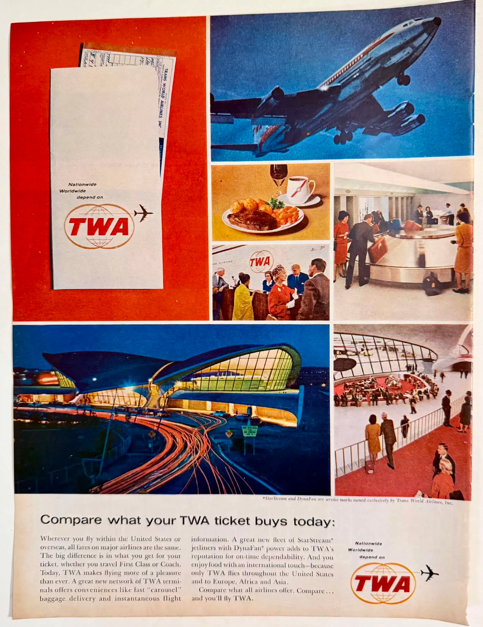 Circa 1962 TWA StarStream & Flight Center vintage advertisement