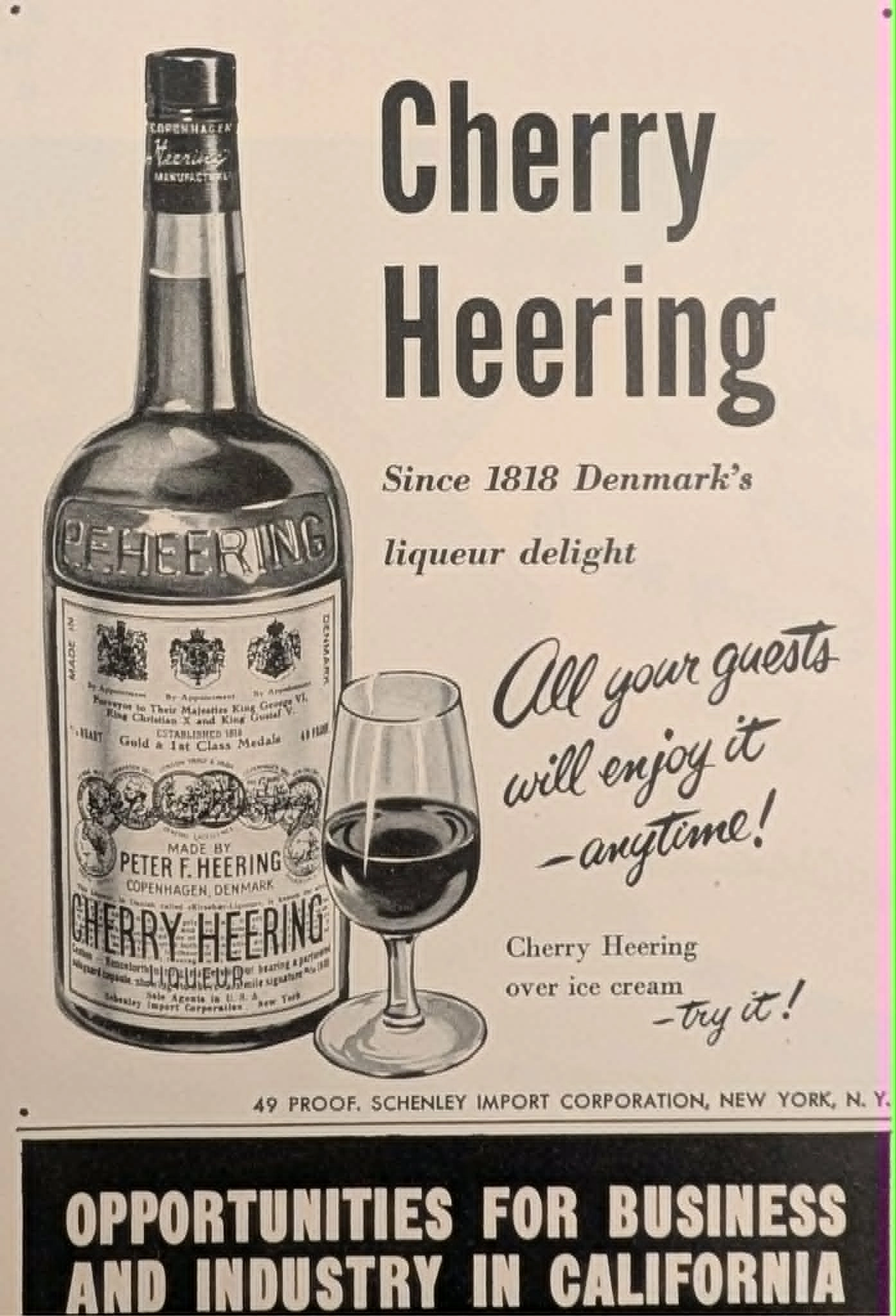 1950s Cherry Heering Liqueur vintage advertisement.