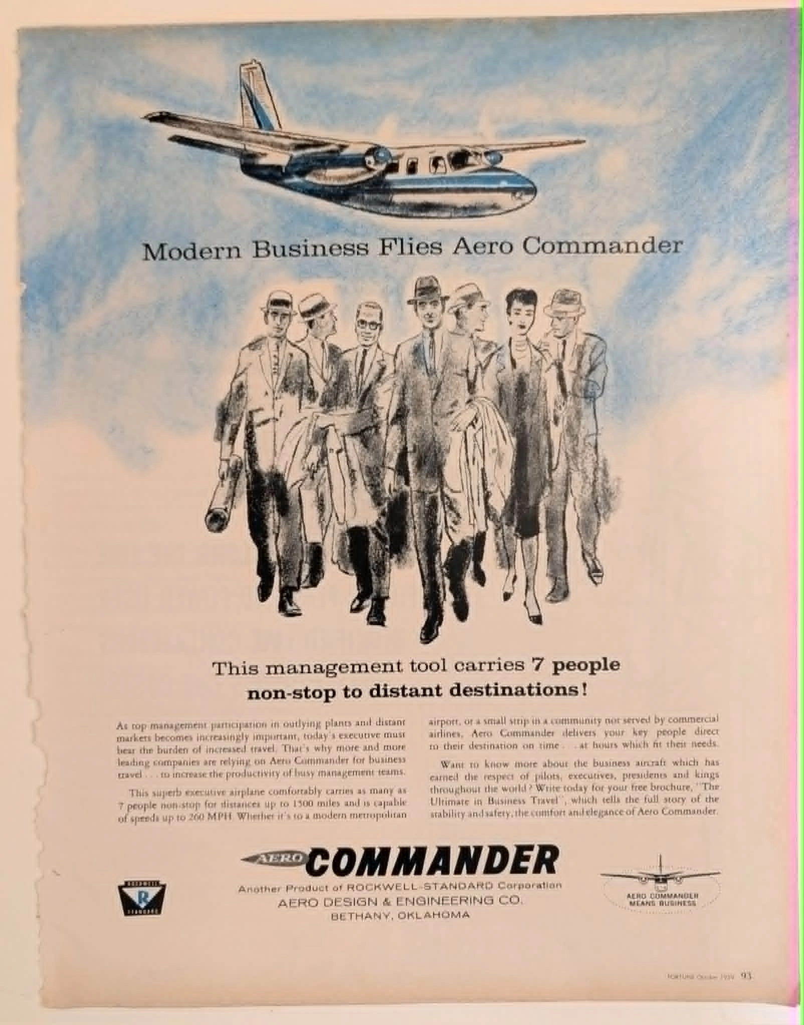 1959 Aero Commander Business Aircraft Vintage Advertisement (1959) — Class B vintage Lifestyle & Vice