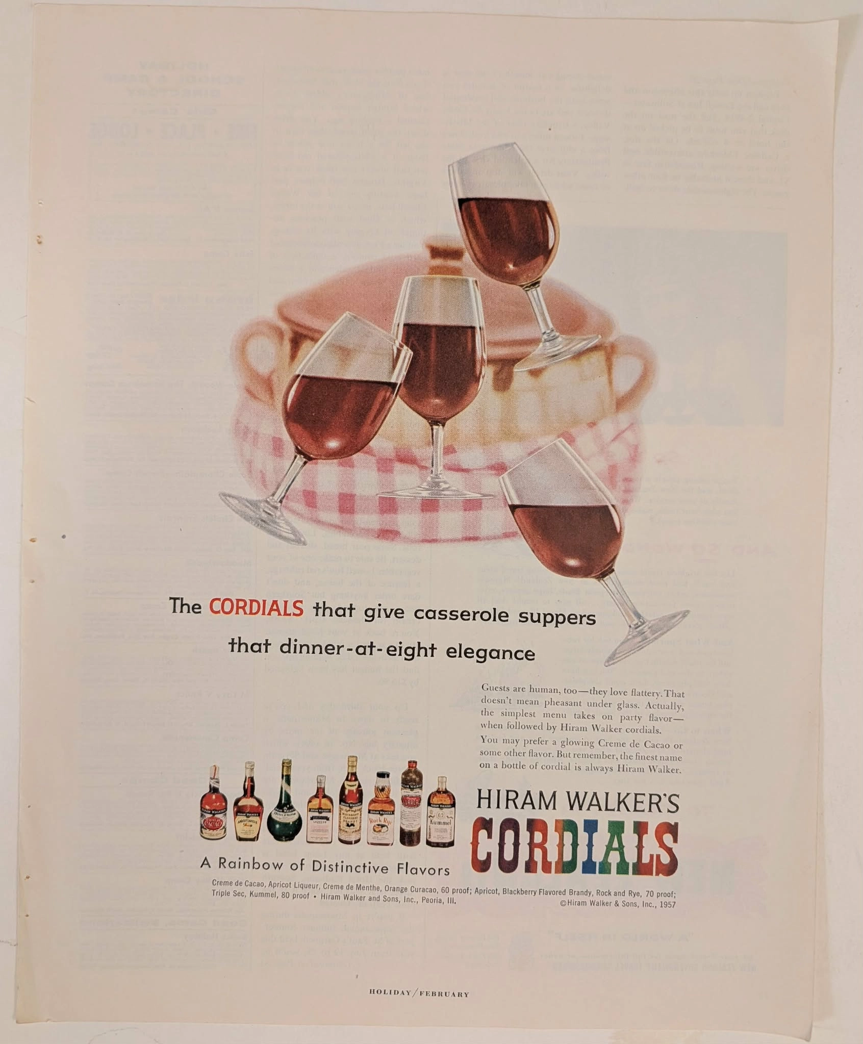 1957 Hiram Walker's Cordials vintage advertisement