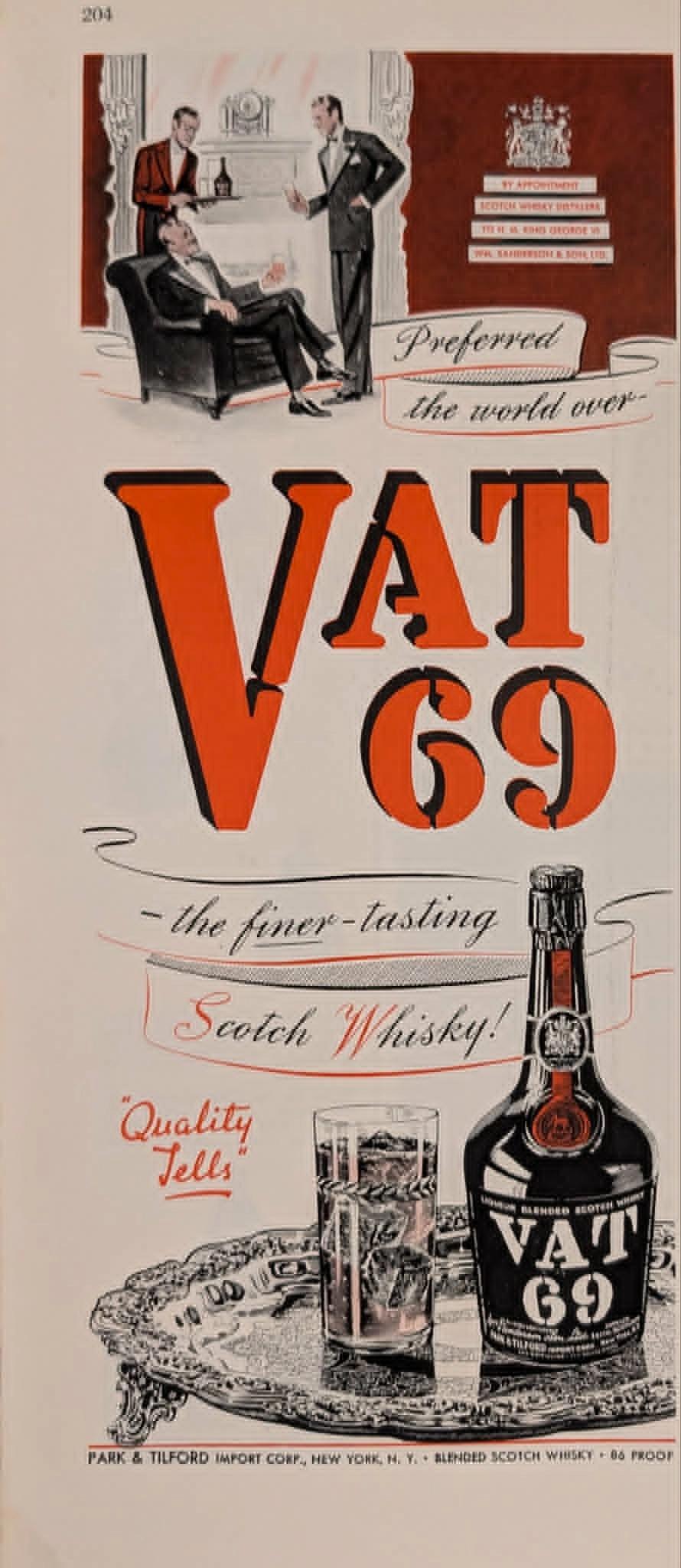 1940s VAT 69 Scotch Whisky vintage advertisement
