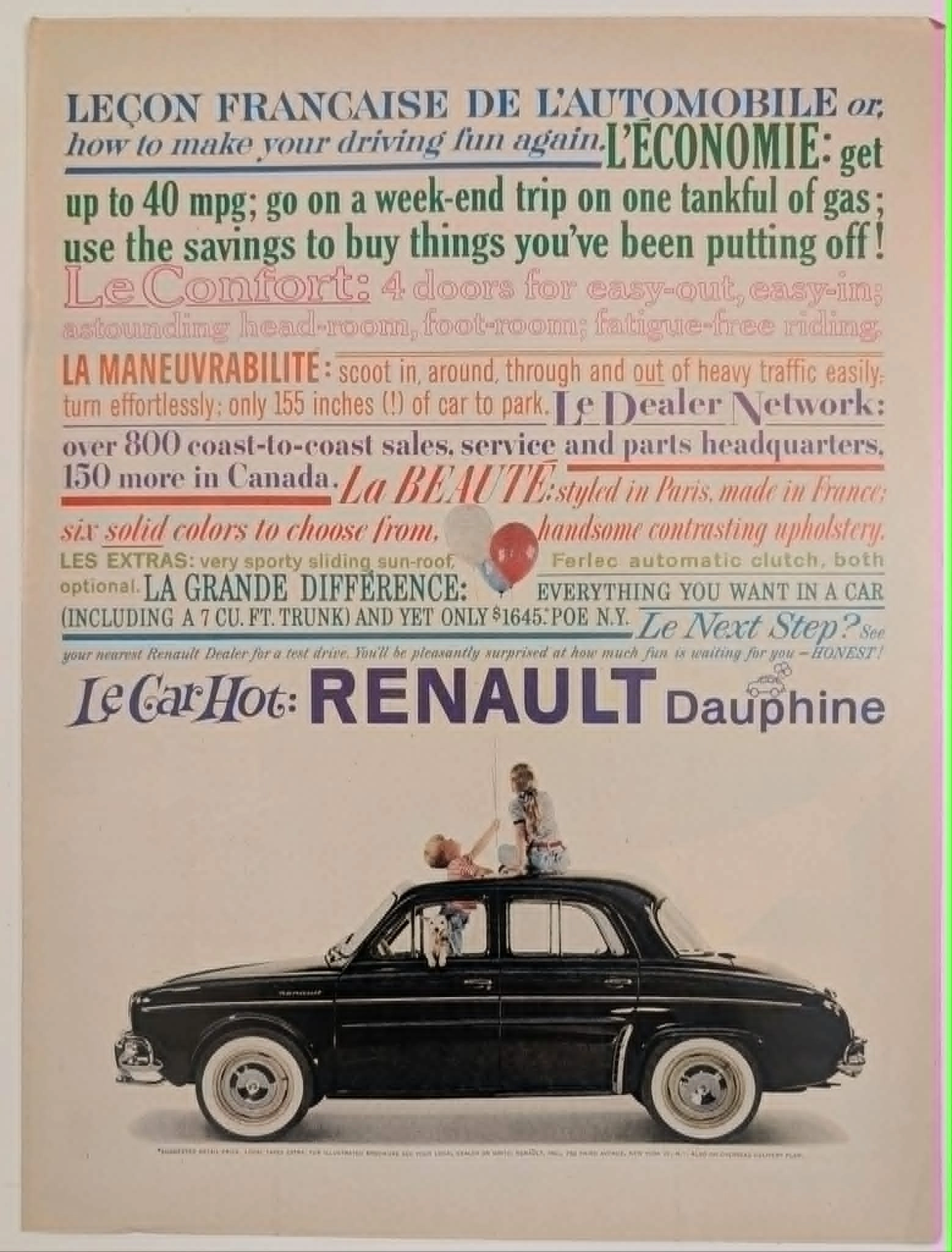 1958 Renault Dauphine Vintage Advertisement - "Le Car Hot" (1958) — Class A vintage Automotive