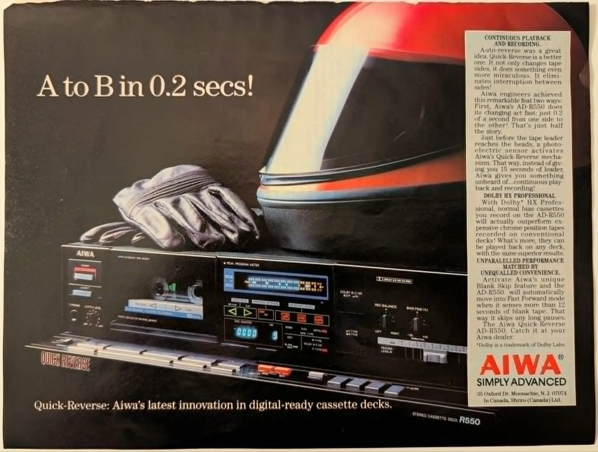 1984 Aiwa AD-R550 Cassette Deck Vin — The Record Institute