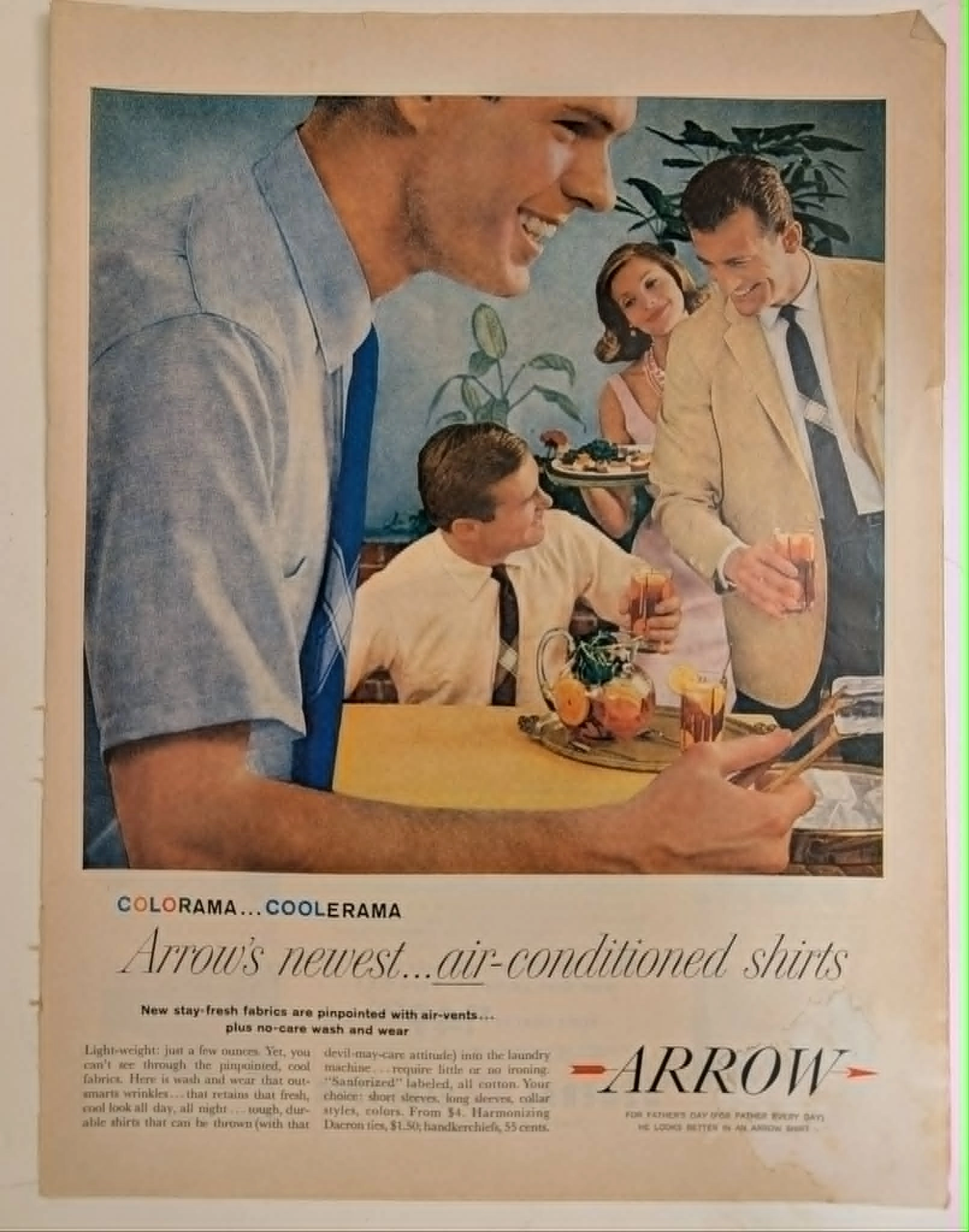 1957年 Arrow“空调感” Colorama 与 Coolerama 衬衫复古广告 — related by taxonomy