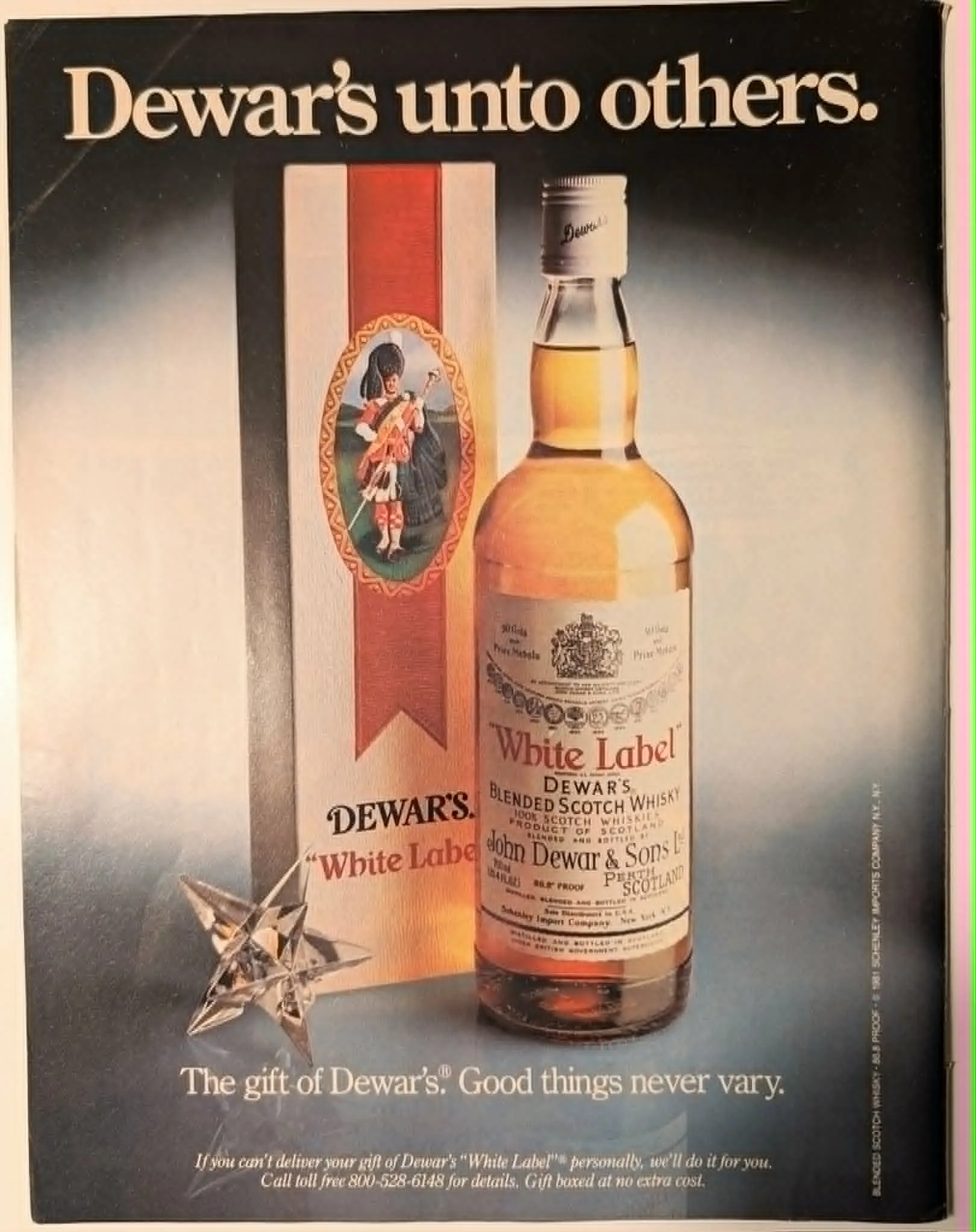 1981 Dewar's White Label vintage advertisement