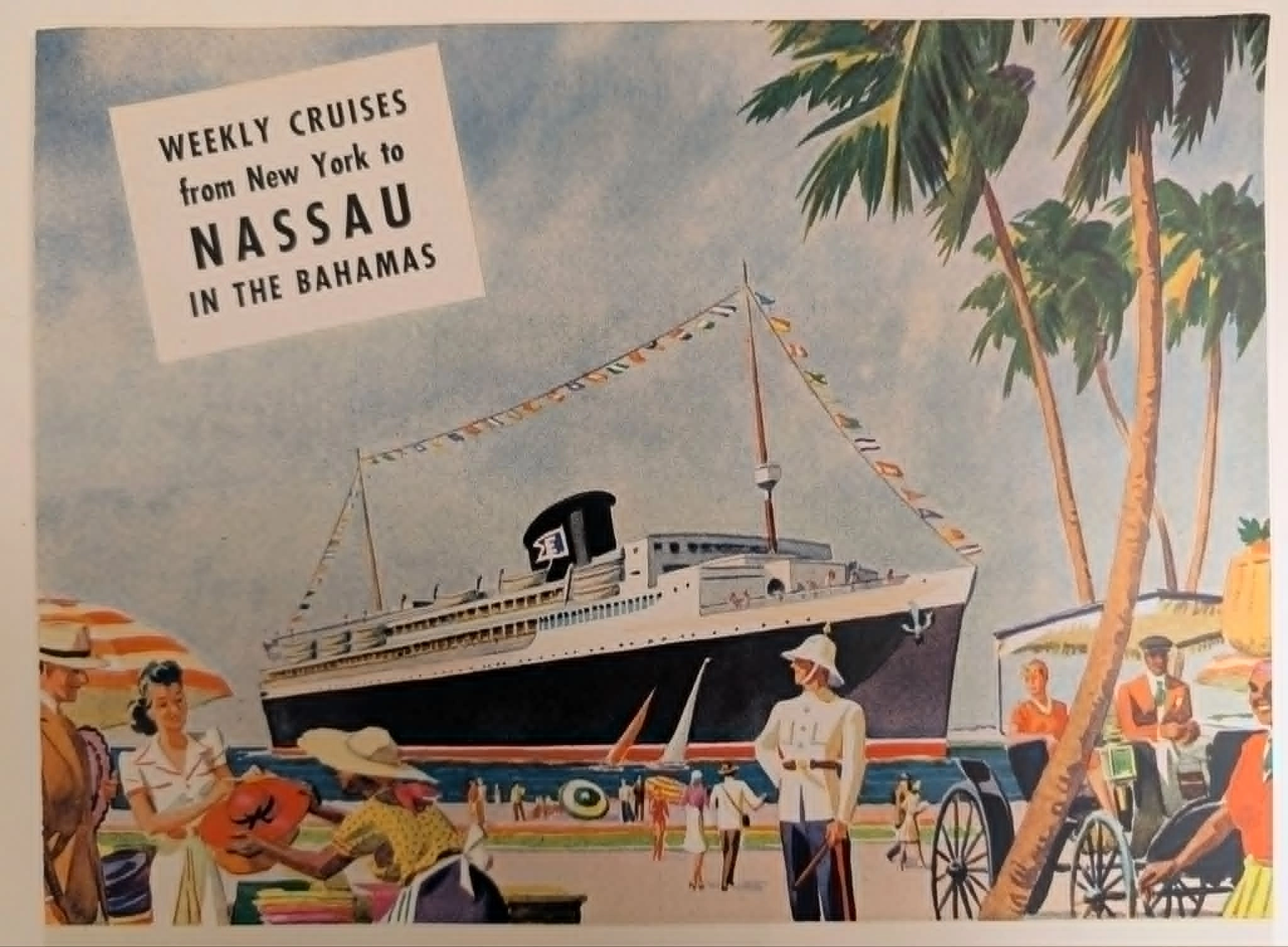 1947 โฆษณาวินเทจ Eastern Steamship Lines S.S. Yarmouth ล่องเรือไปแนสซอ — ภาพย่อที่ 2