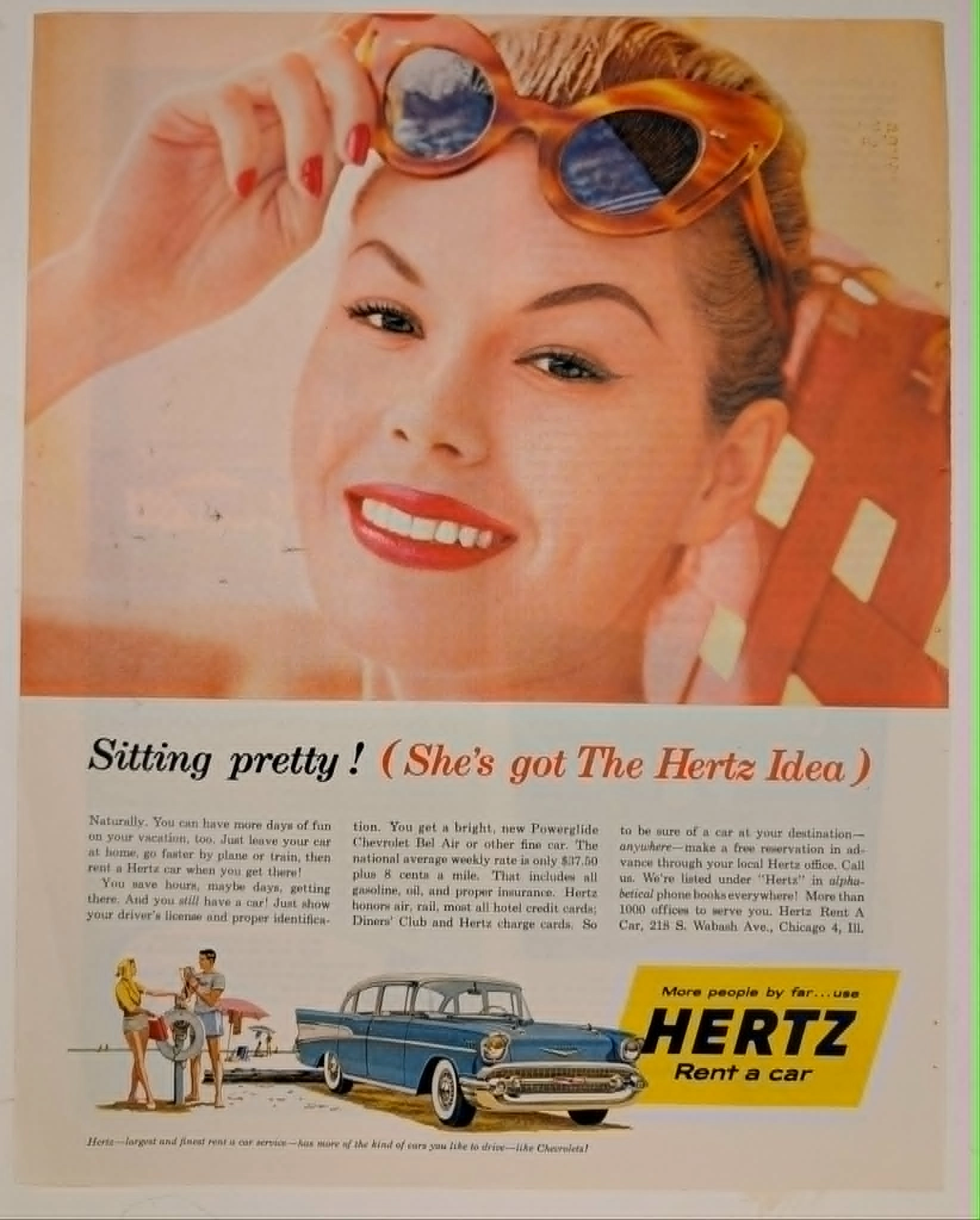 1957 Hertz Chevrolet Bel Air vintage advertisement