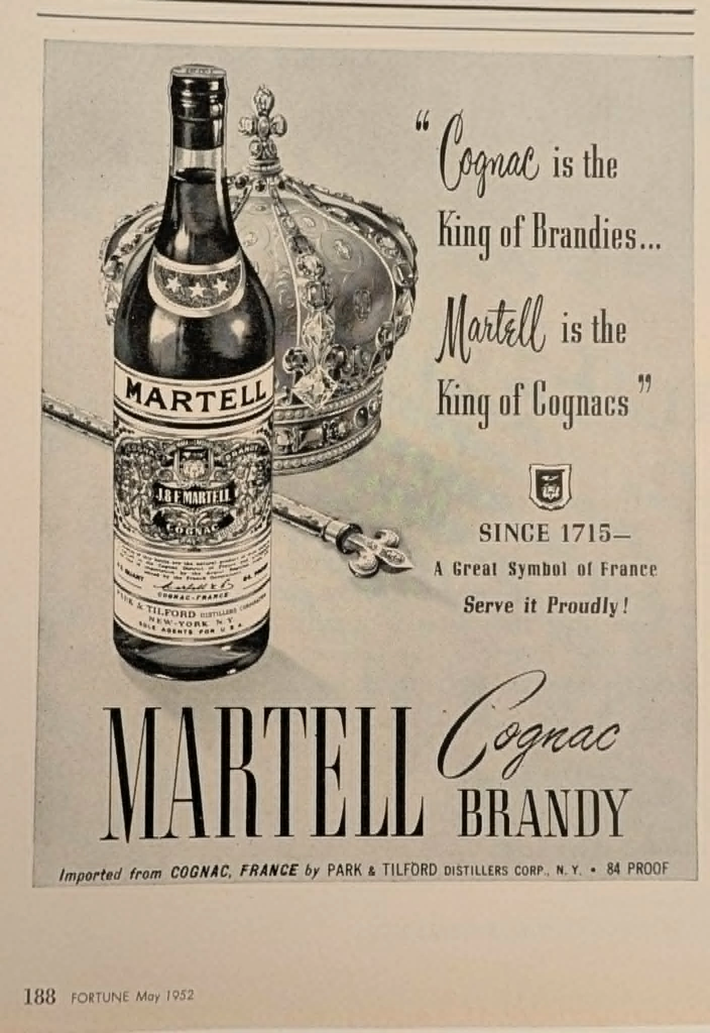 1952 Martell 3-Star Cognac vintage advertisement