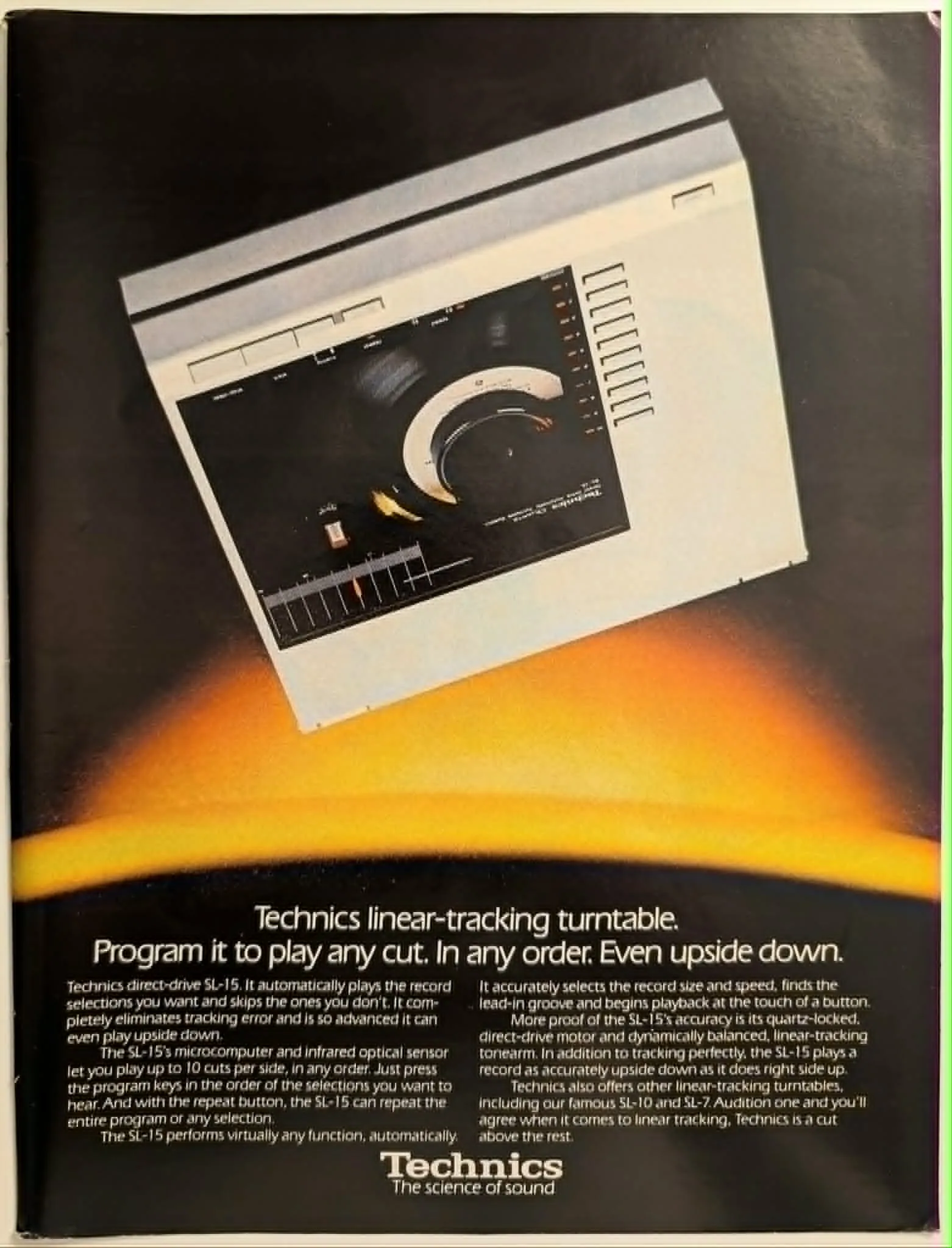【Technics 非売品】ターンテーブルオーケストラ 特大ポスター 1981年Technics SL-15 线性寻轨黑胶唱机复古广告— The Record Institute