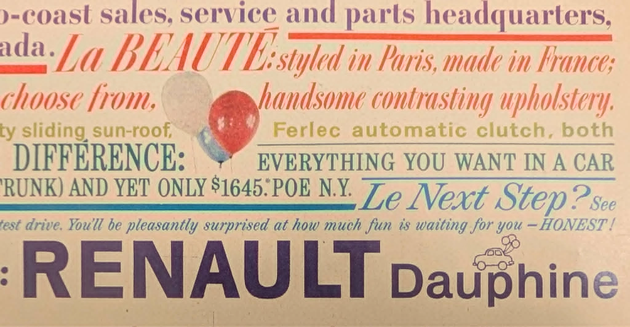 1958 Renault Dauphine Vintage Advertisement - "Le Car Hot" — Thumbnail 2