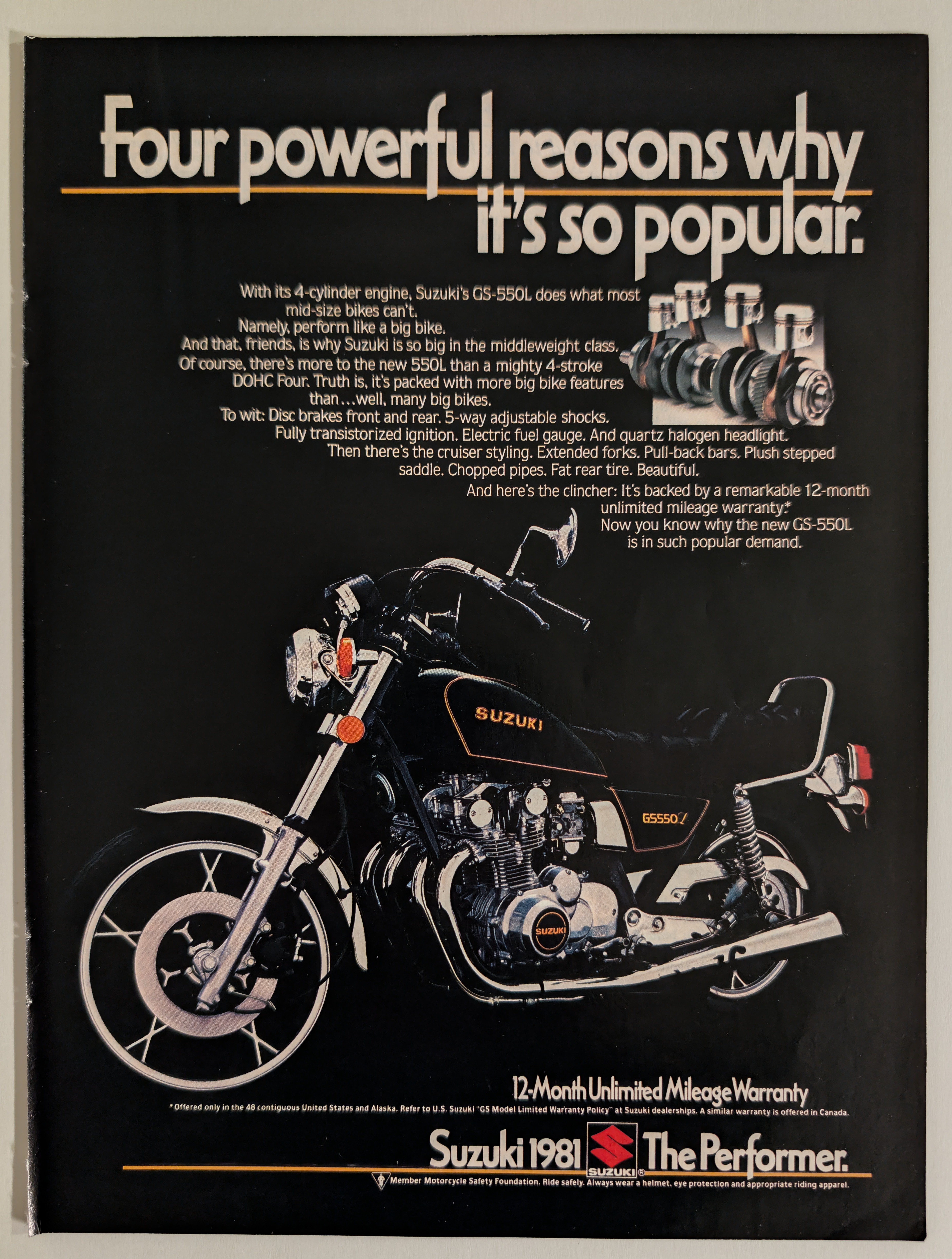 Suzuki GS-550L "The Performer" (Four Powerful Reasons) (1981) — Class A vintage Automotive