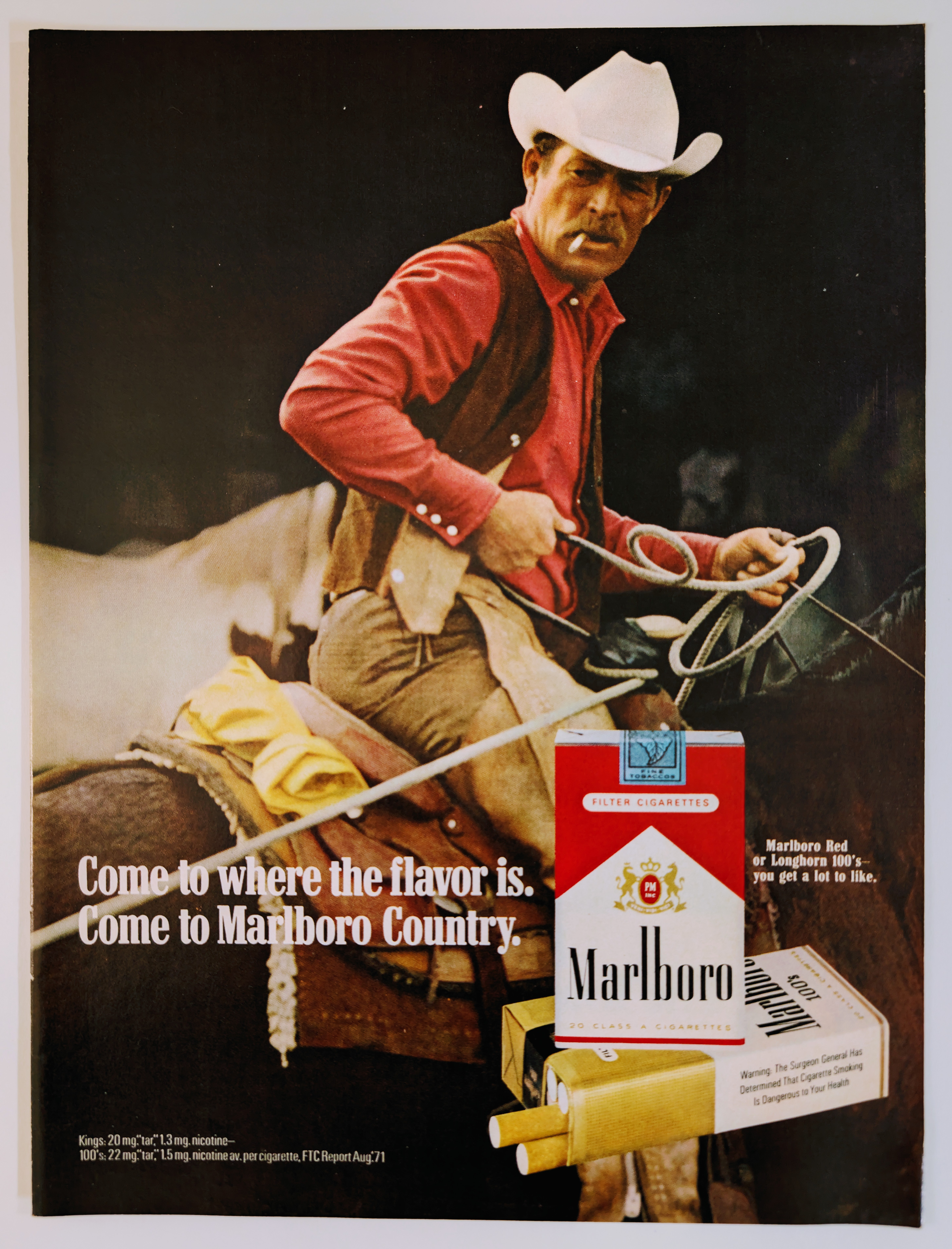 Marlboro Man "Come to where the flavor is" (1971) — Class S vintage Lifestyle & Vice