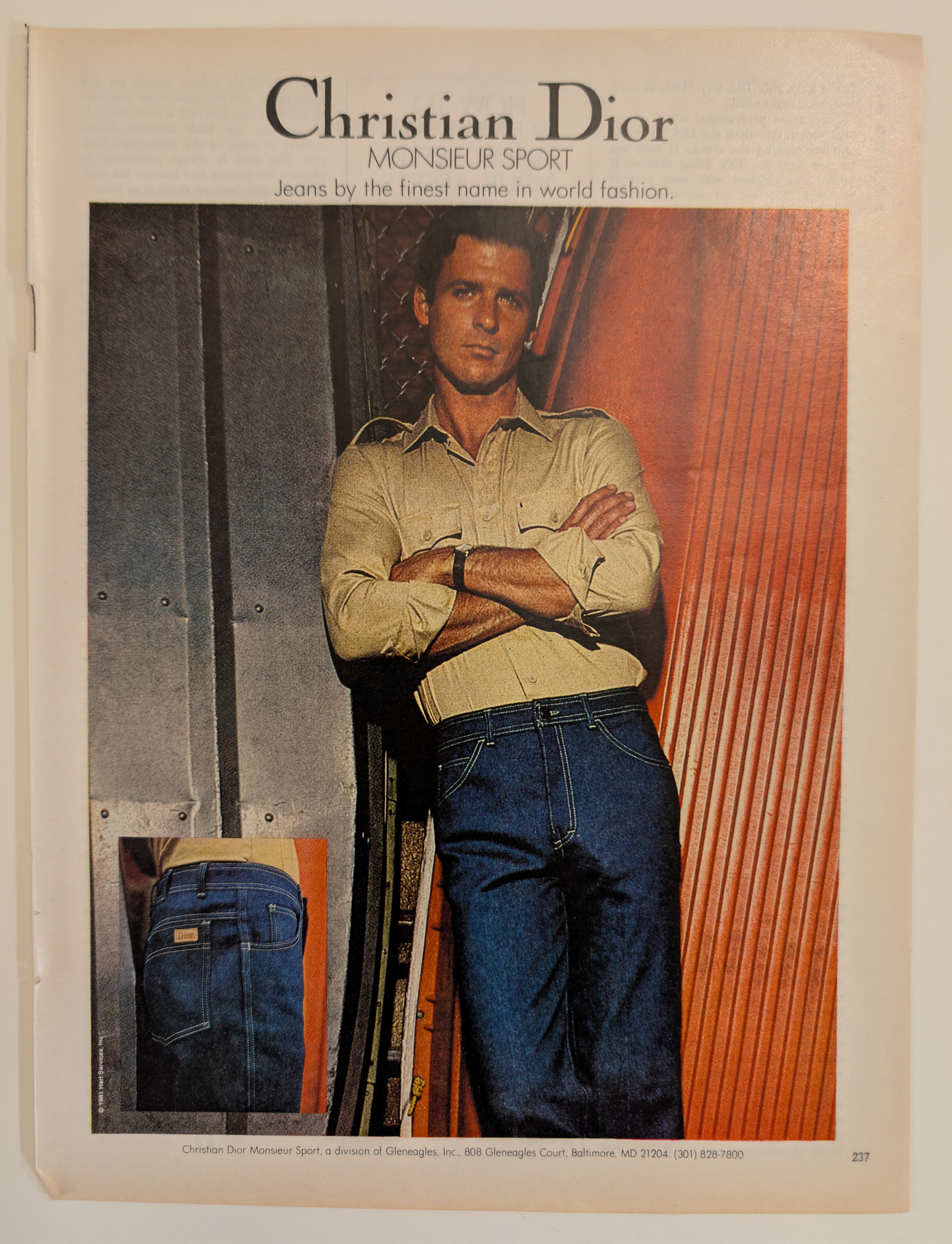 Christian Dior Monsieur Sport "Designer Jeans" (1980) — Class A vintage Luxury Brands