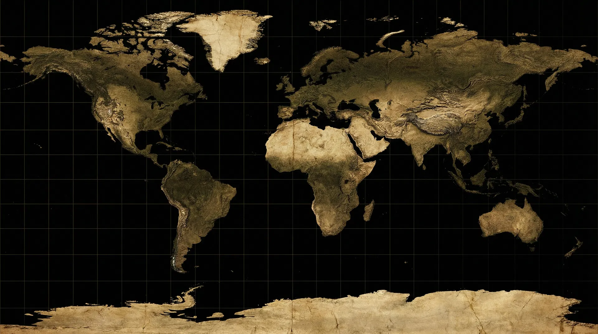 World Archive Map — Dark topographic view