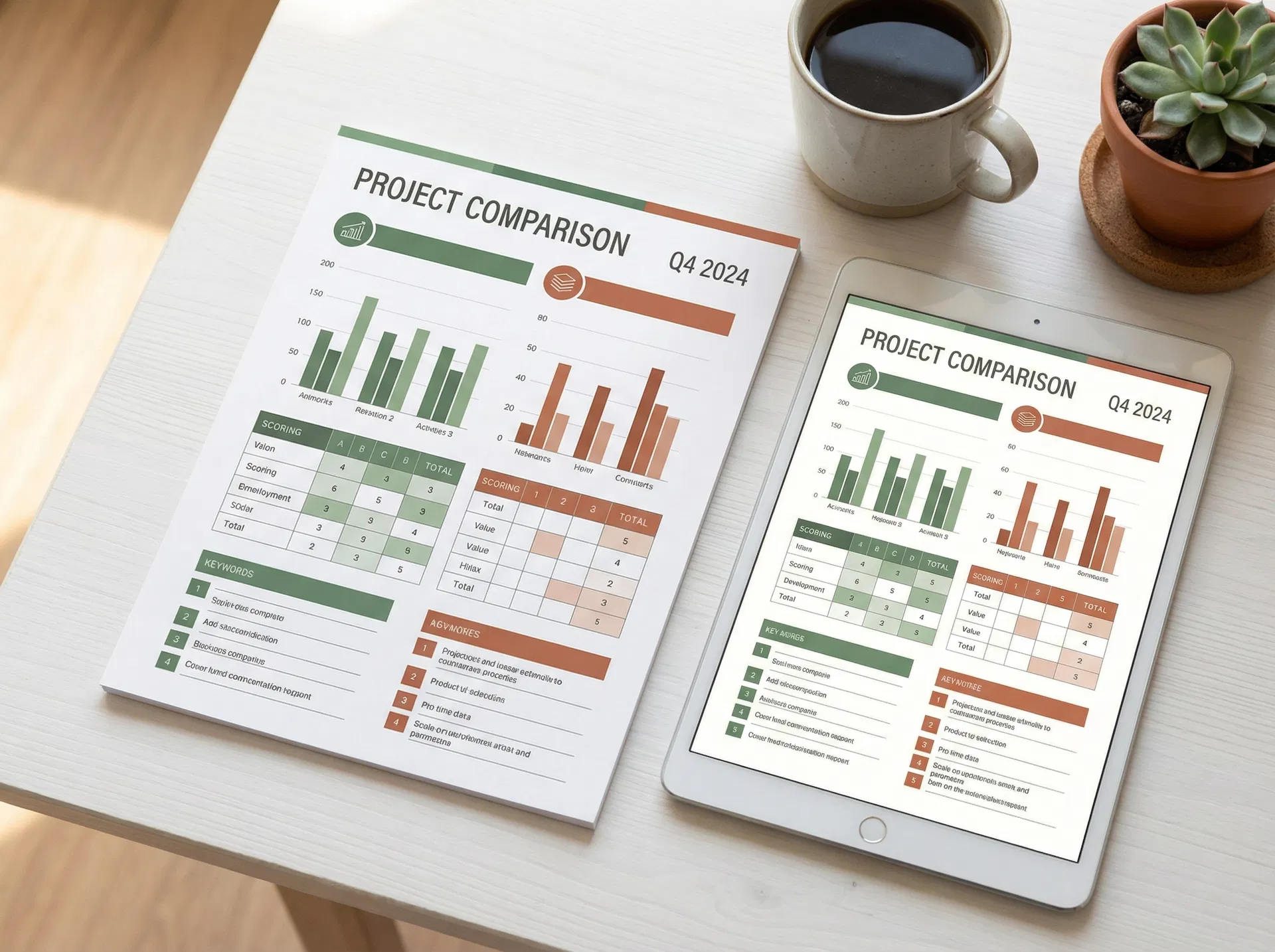 Professional comparison report with charts