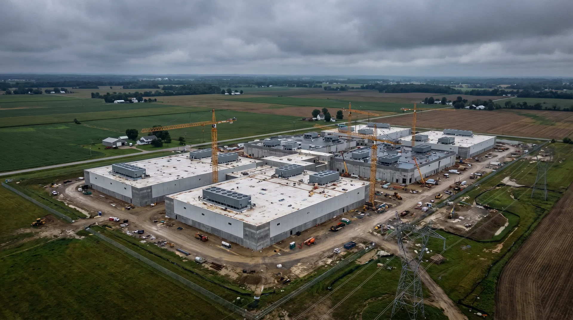 Data center construction in Ohio farmland