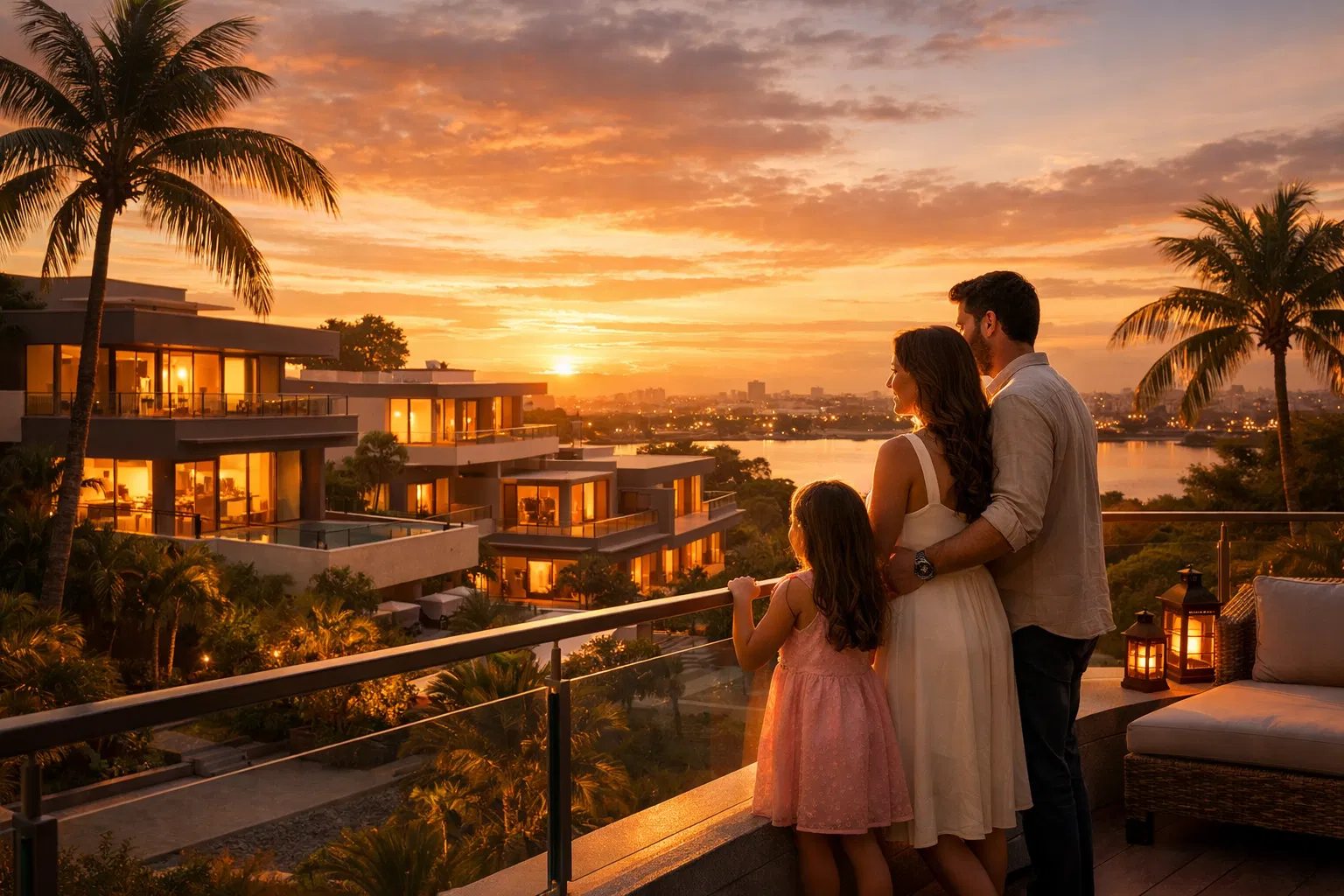 Luxury homes in Tampico sunset