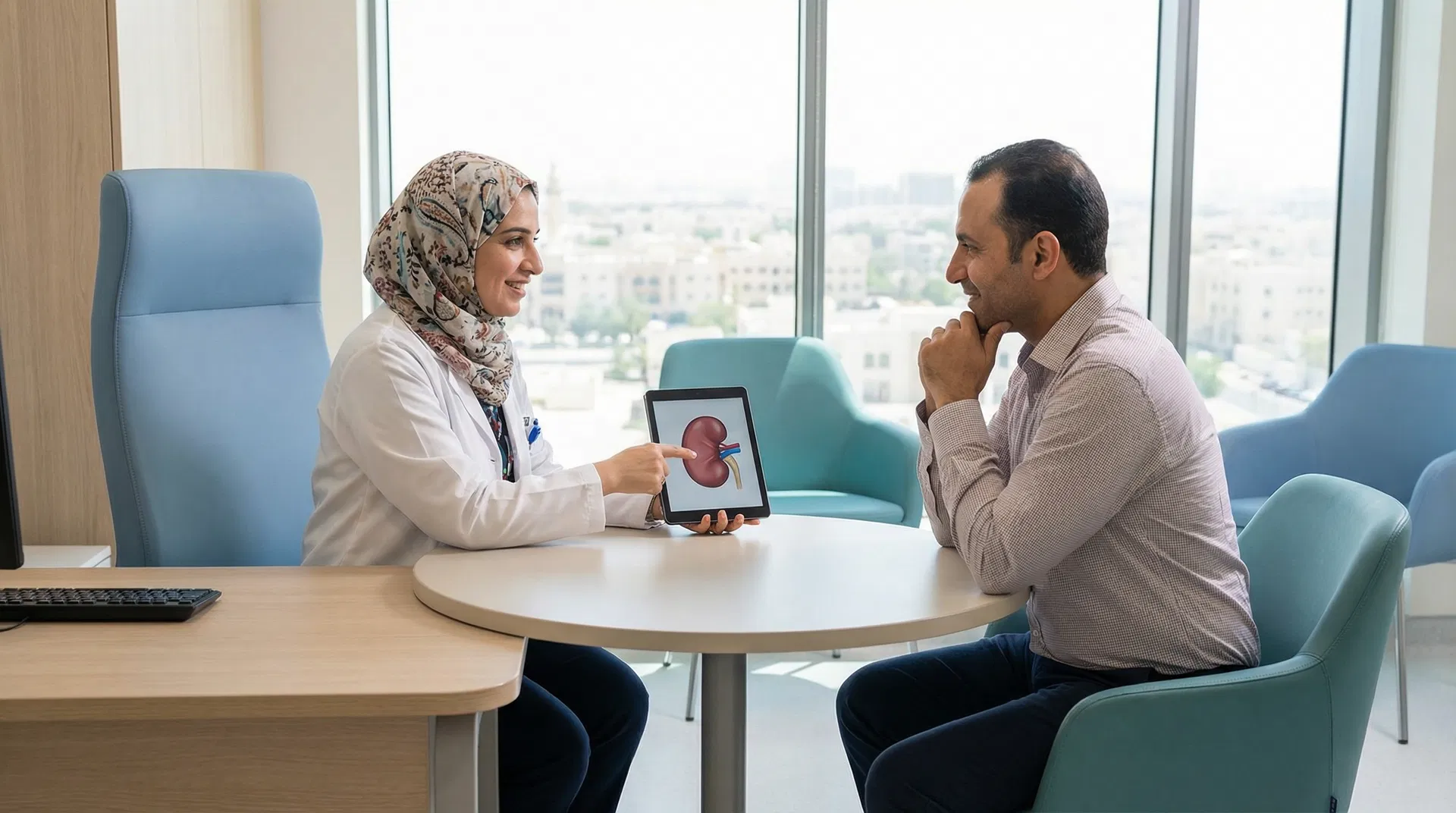 استشارة المتبرع بالكلى مع الطبيب