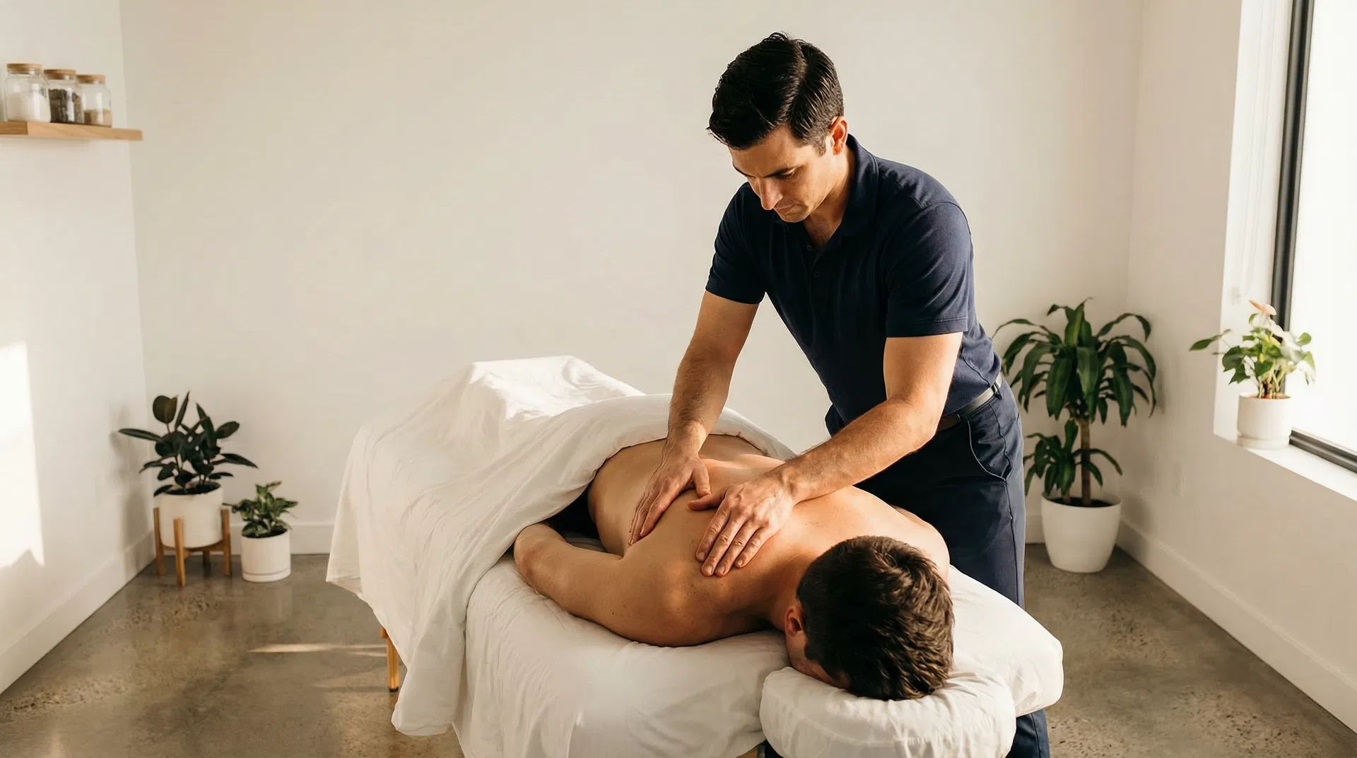 Sports massage therapy session at Muscle Therapy Algarve clinic in Almancil