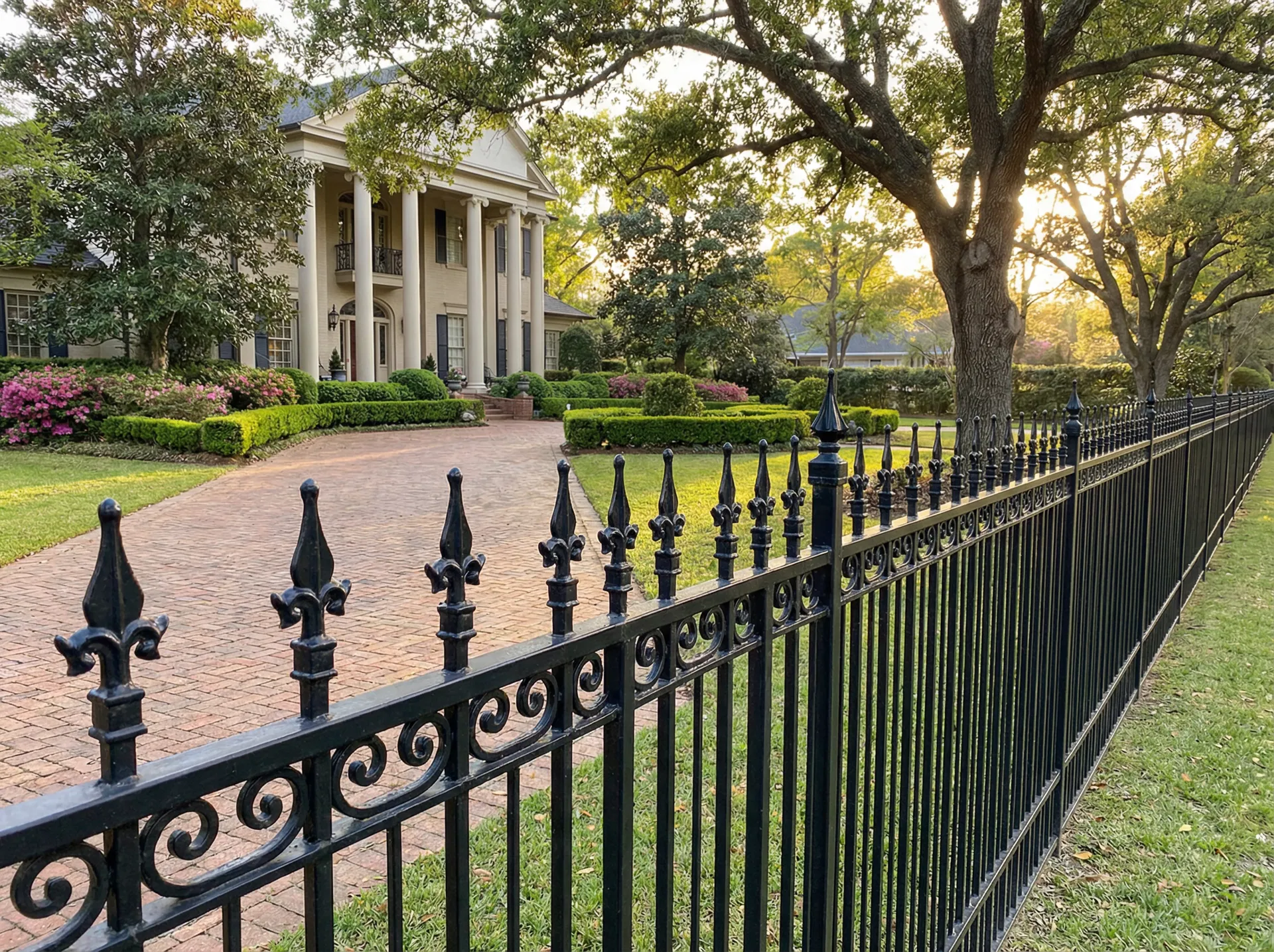 Ornamental steel fence at a high-end Mississippi property