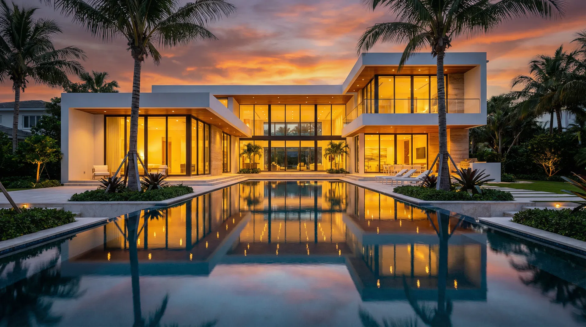 Luxury Florida home at twilight
