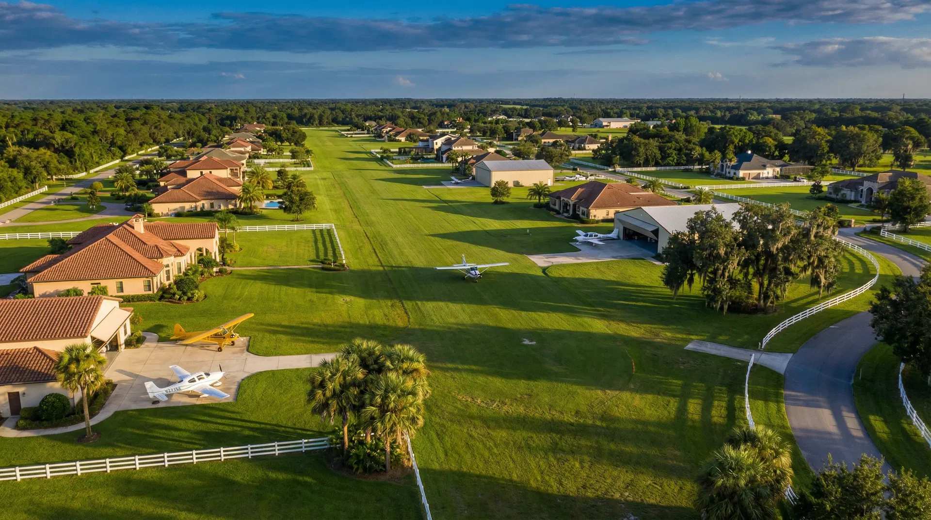 Shepard's Landing aviation community - luxury homes along a private airstrip in Central Florida