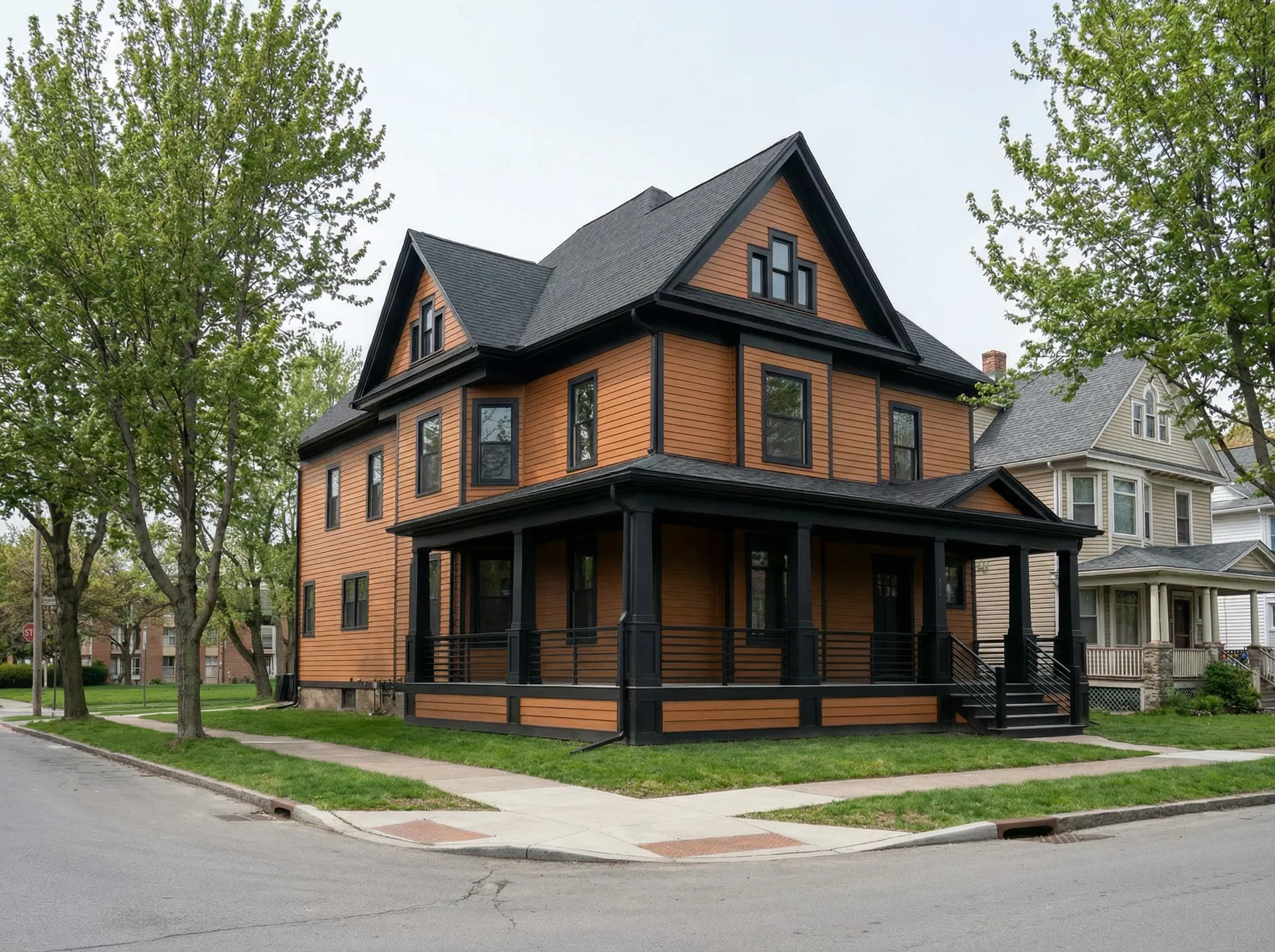 Street view in Elmwood Village neighborhood context — corner lot property